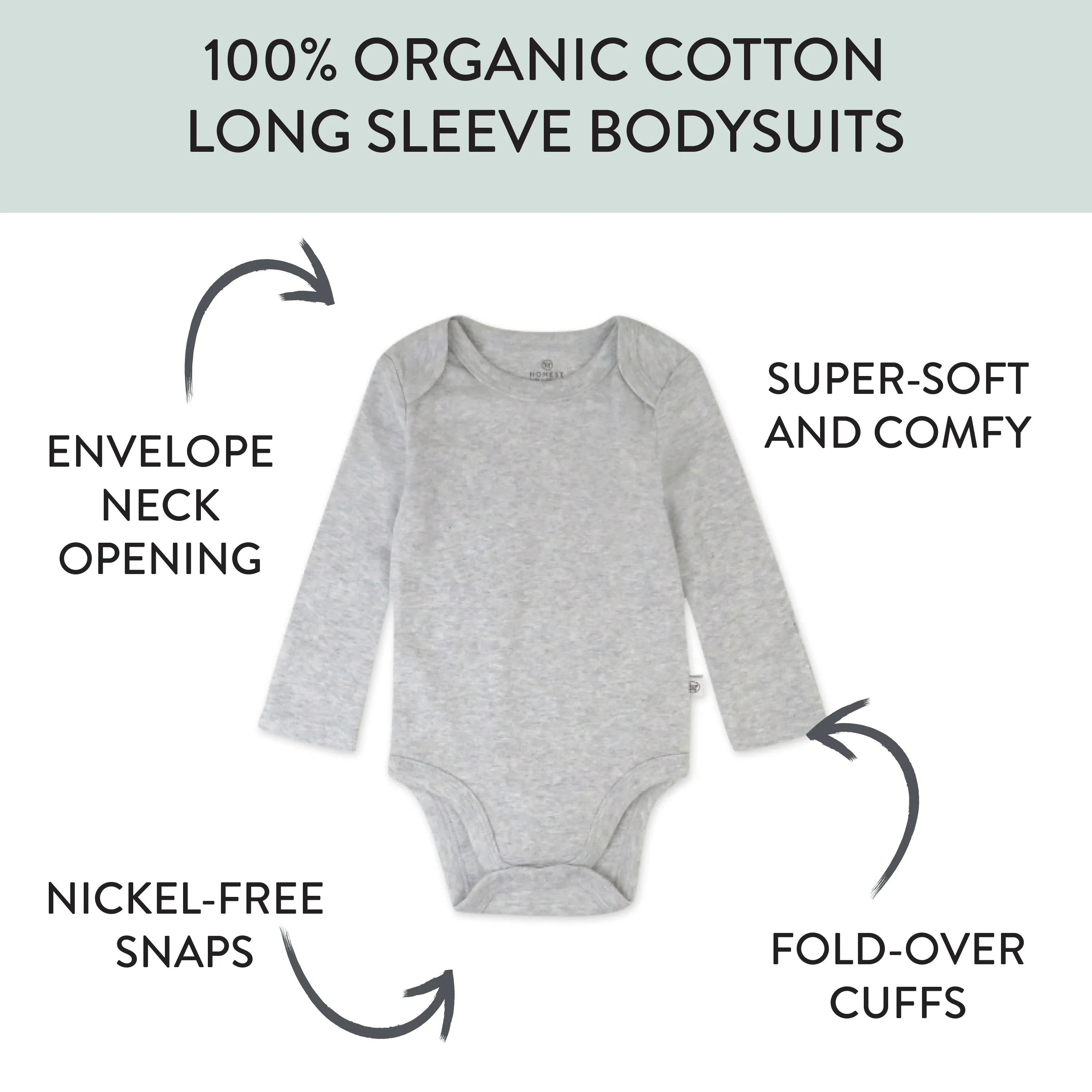 10-Pack Organic Cotton Long Sleeve Bodysuits