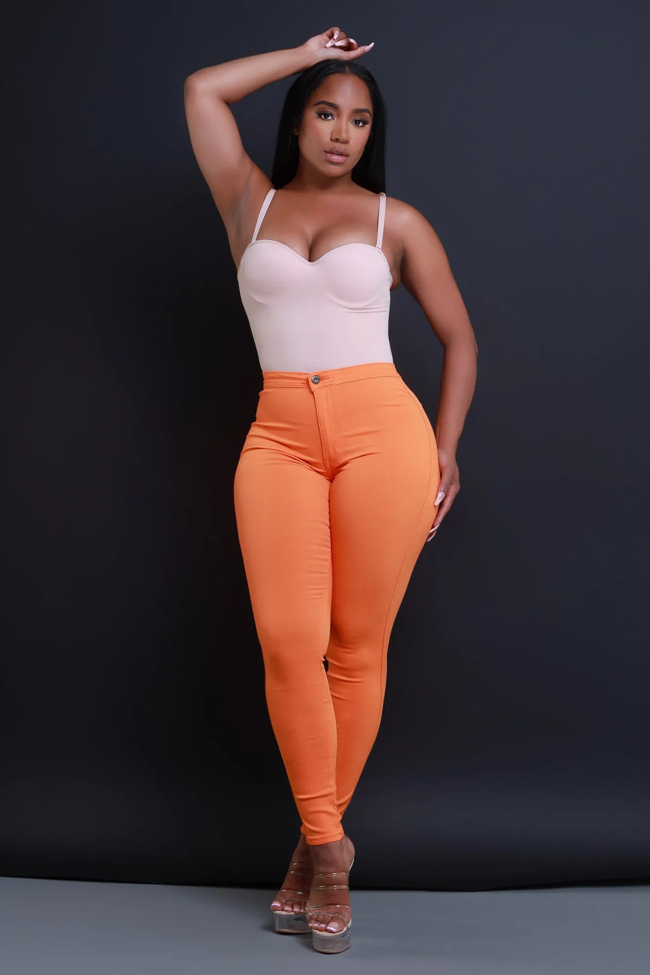 $15.99 Super Swank High Waist Stretchy Jeans - Orange