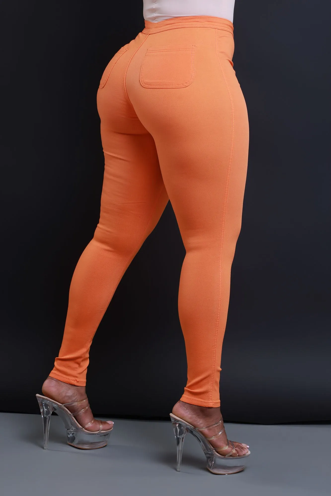 $15.99 Super Swank High Waist Stretchy Jeans - Orange