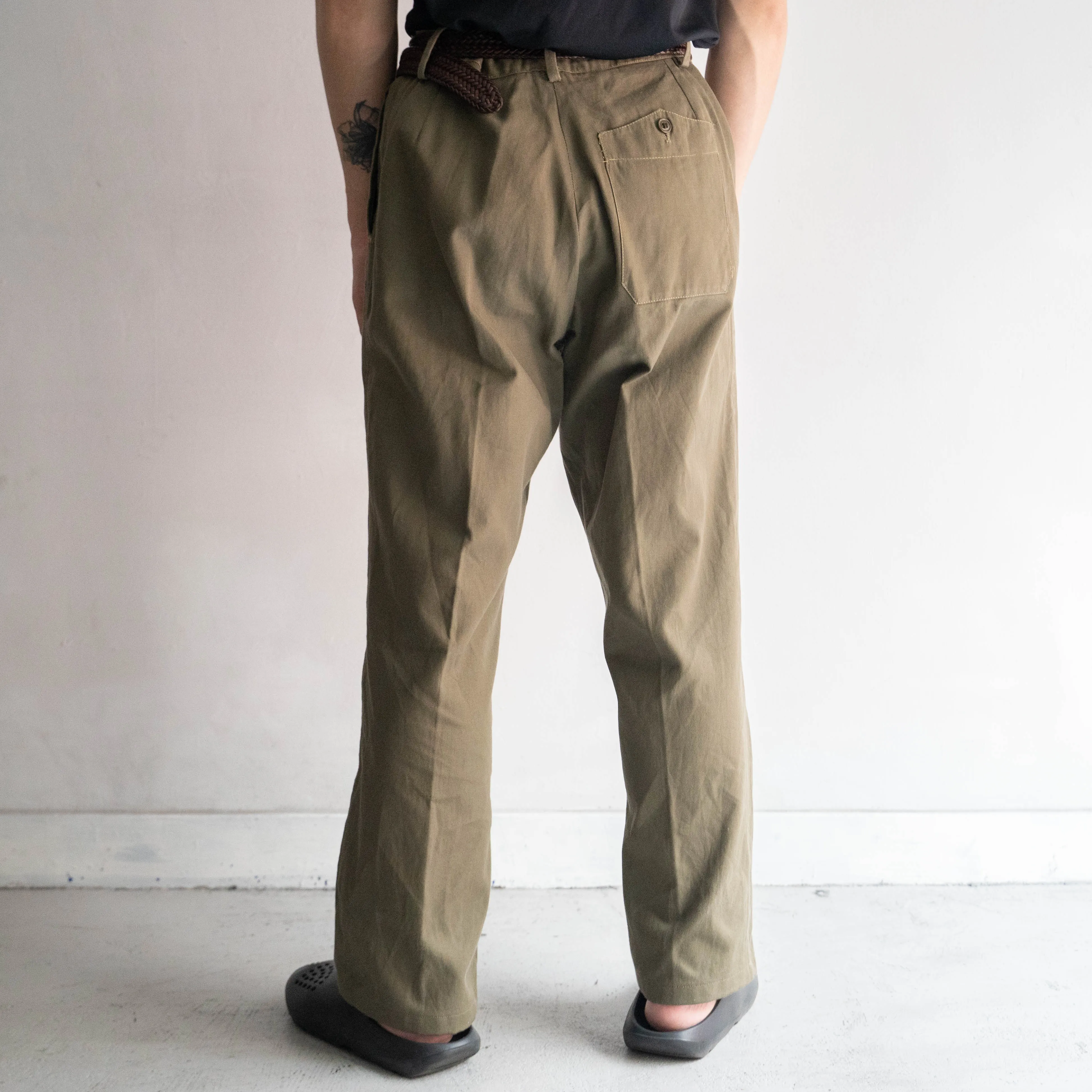 1960-70s Italy military olive cotton twill pants 'with mountain pocket'