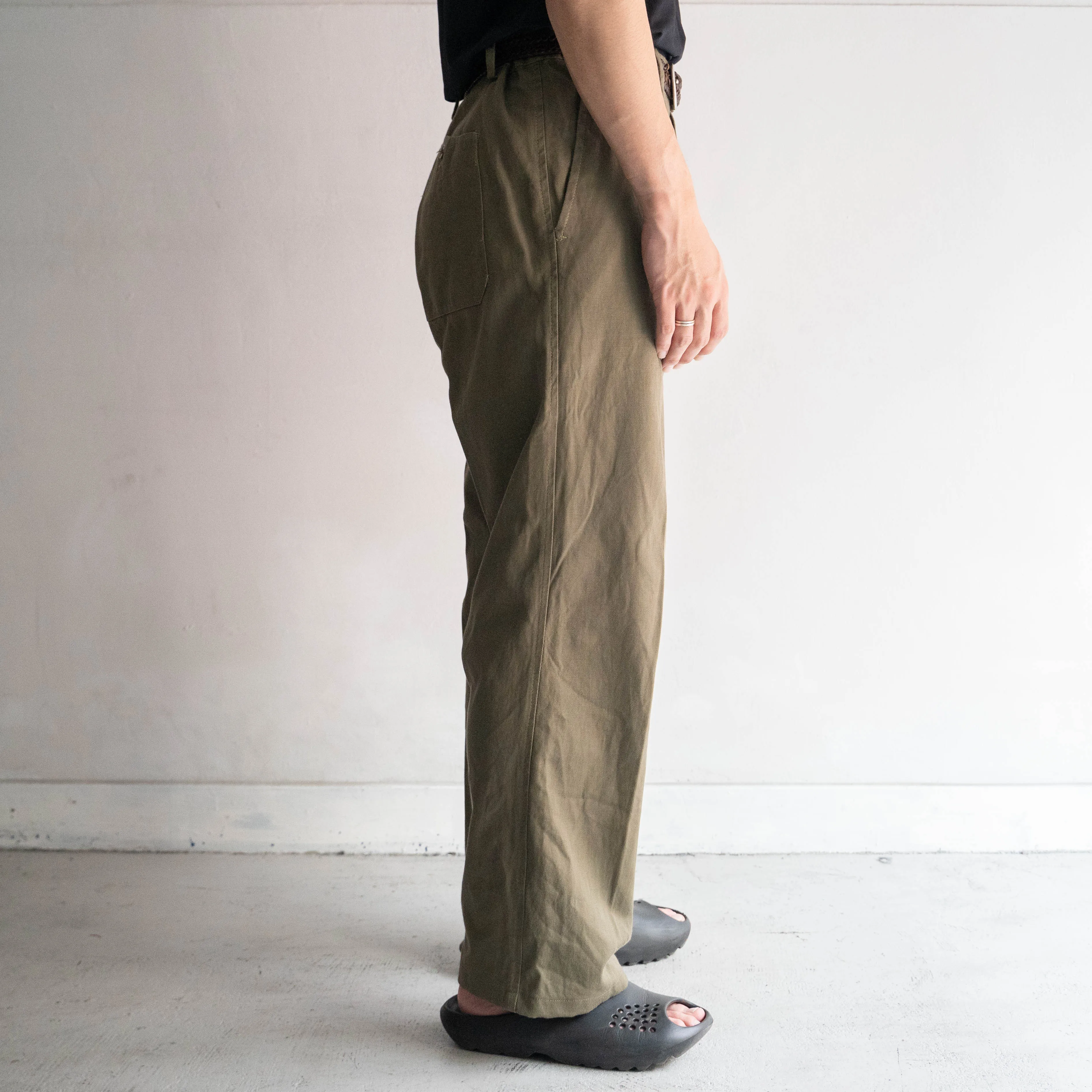 1960-70s Italy military olive cotton twill pants 'with mountain pocket'