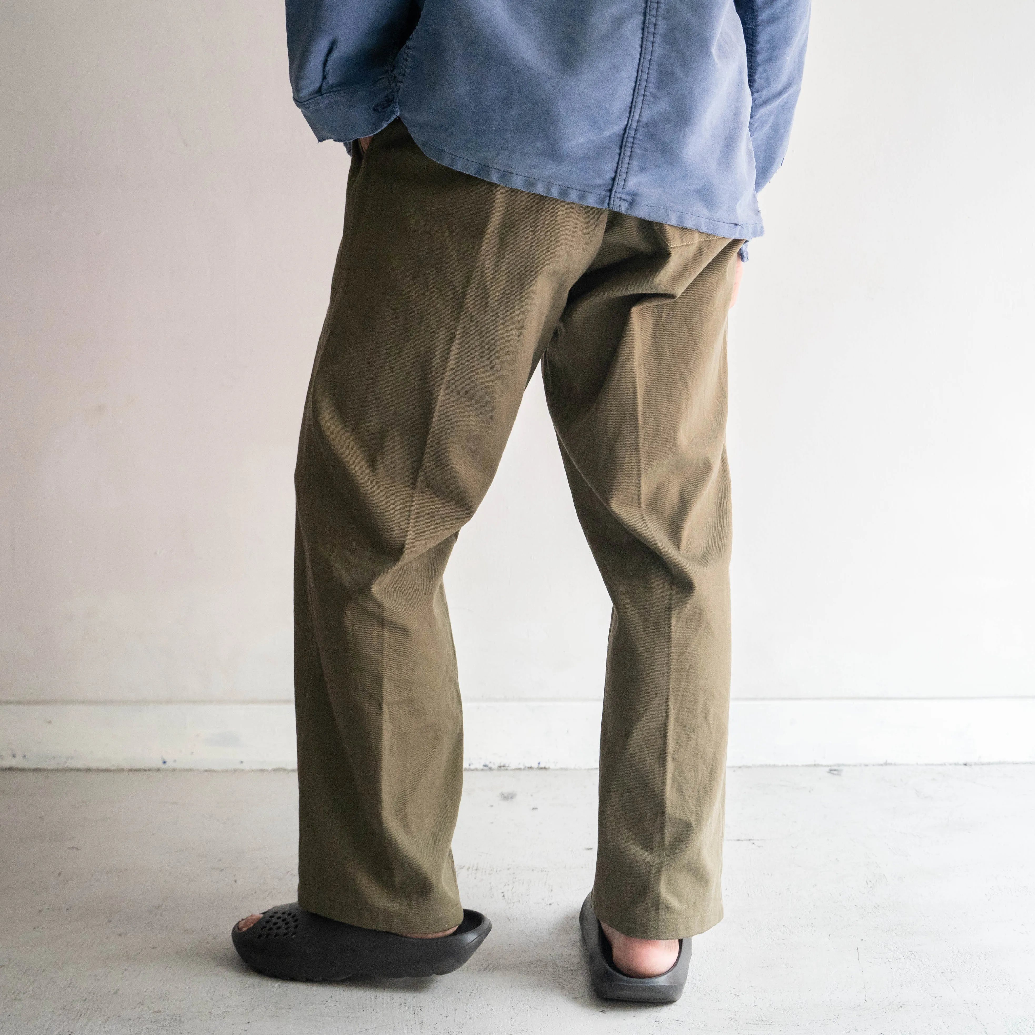 1960-70s Italy military olive cotton twill pants 'with mountain pocket'