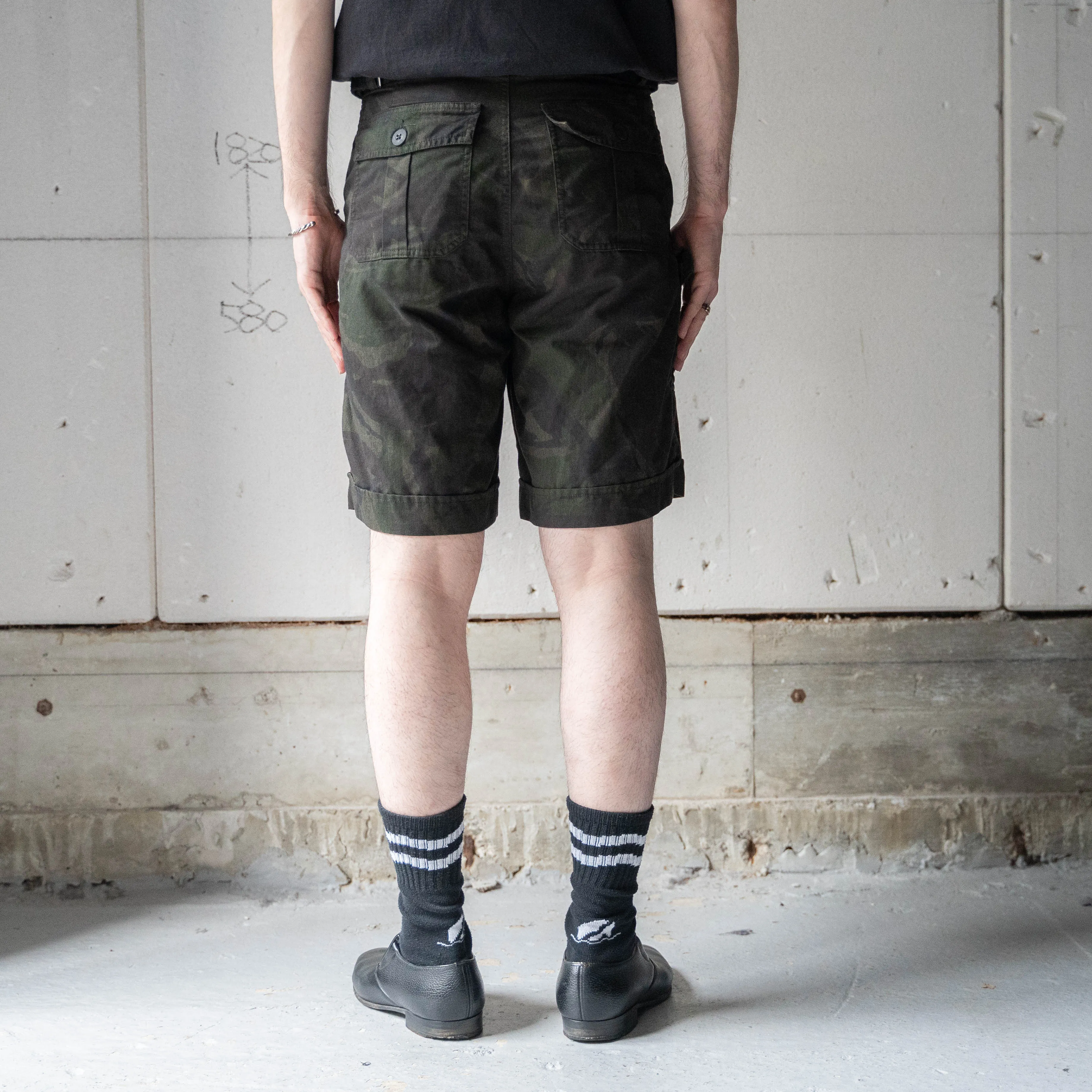 1980-90s Dutch military DPM camo shorts 'dead stock' -black dyed-