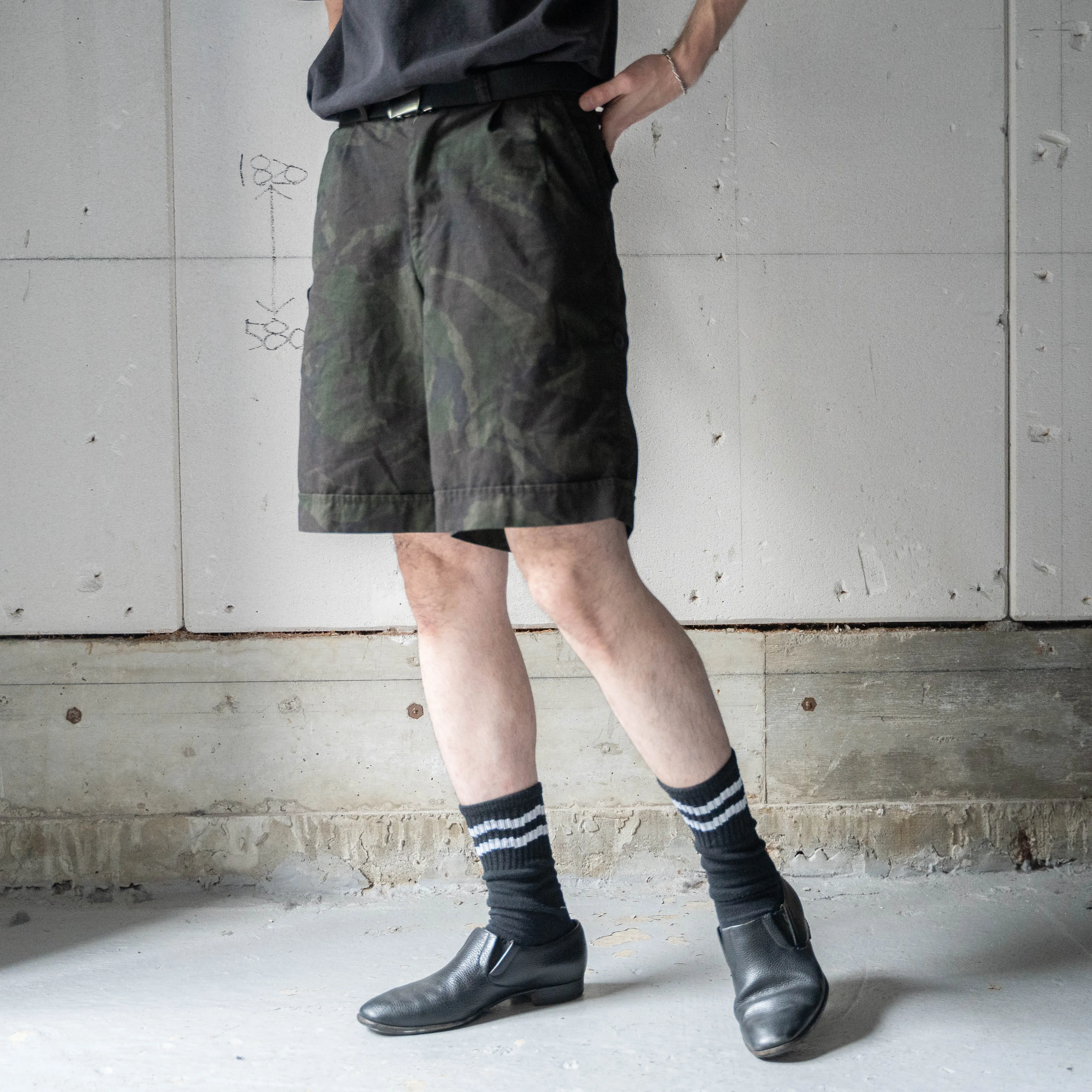 1980-90s Dutch military DPM camo shorts 'dead stock' -black dyed-