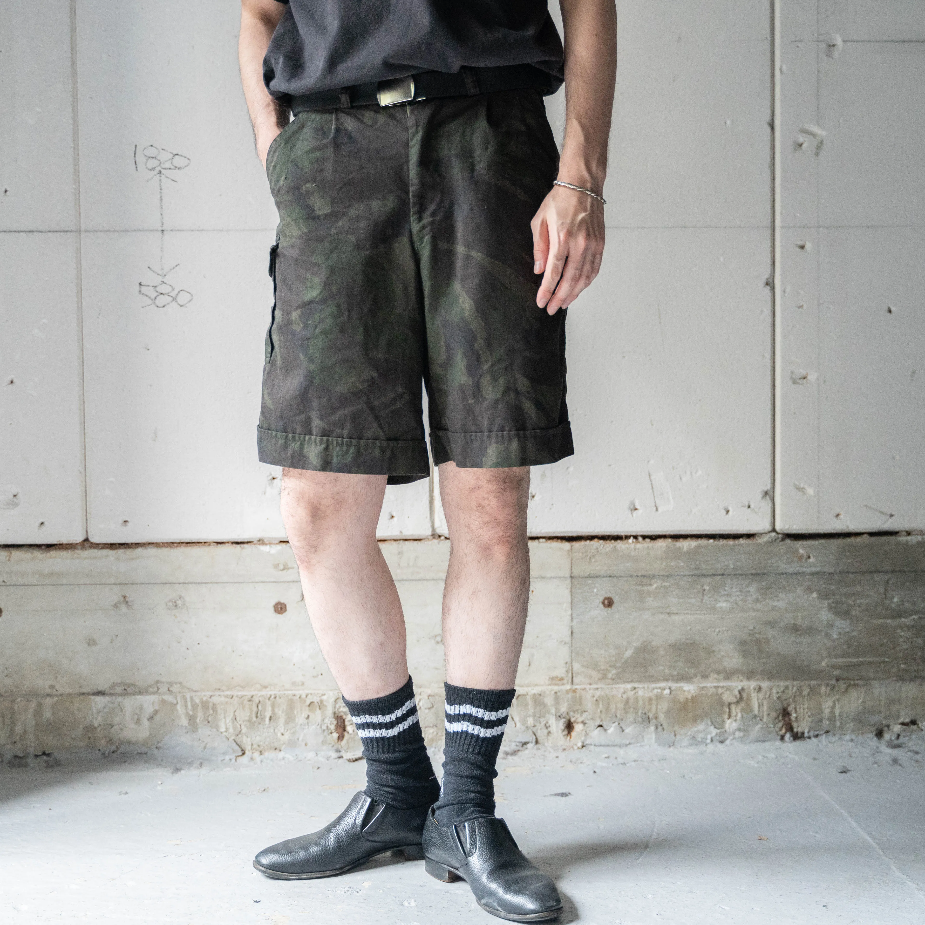 1980-90s Dutch military DPM camo shorts 'dead stock' -black dyed-