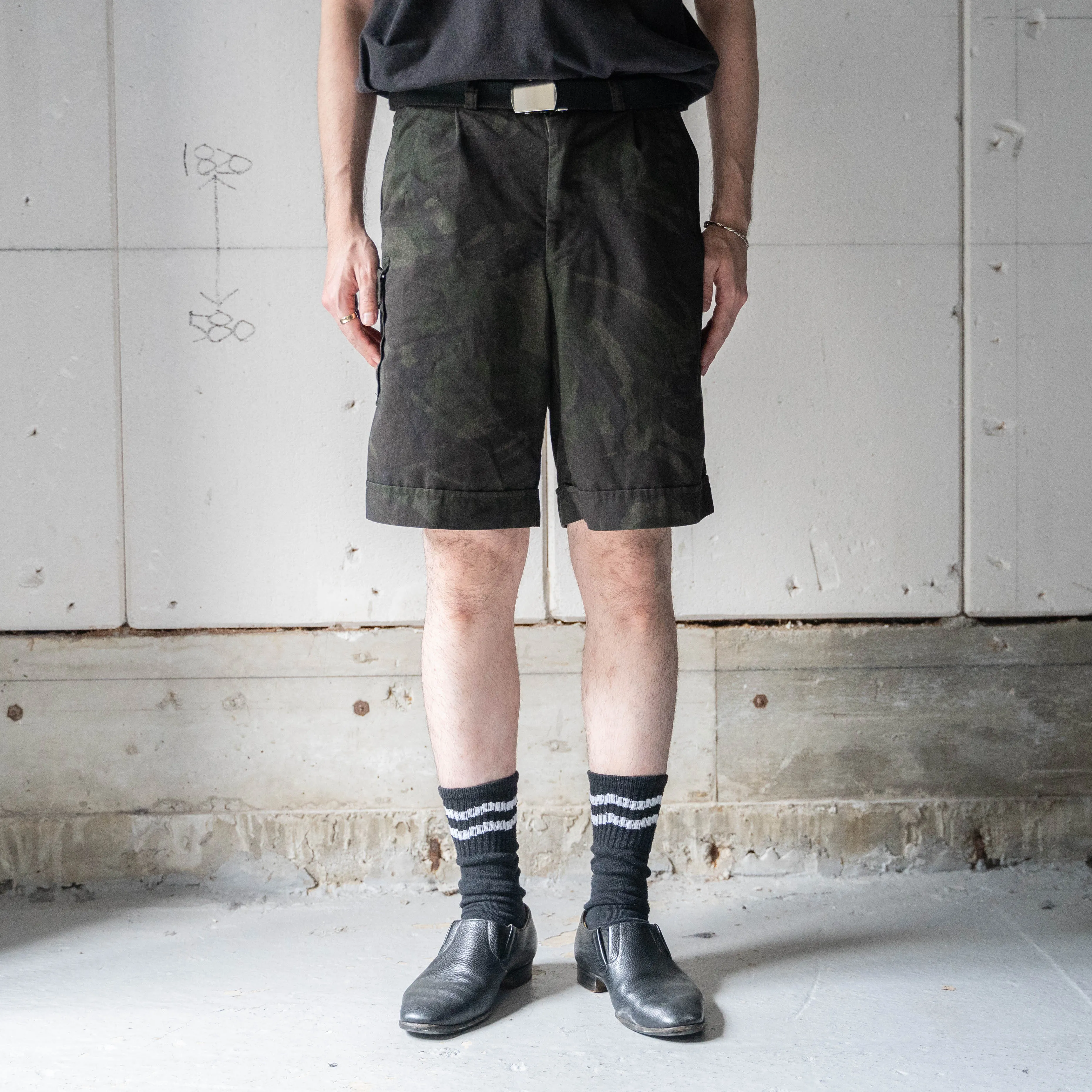 1980-90s Dutch military DPM camo shorts 'dead stock' -black dyed-