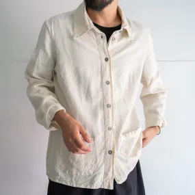 2000s Europa écru color all linen shirt jacket