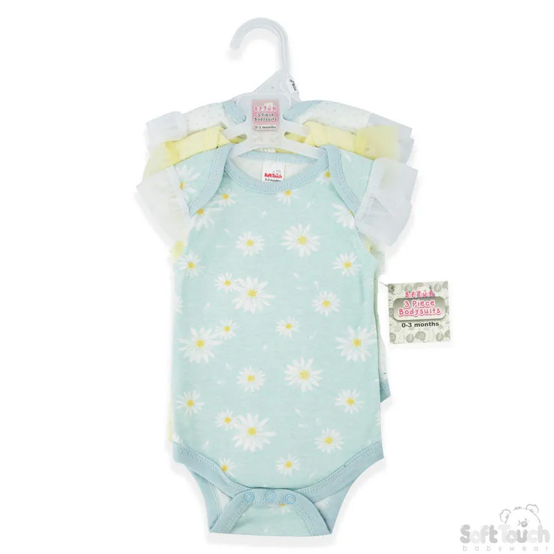 3 Pack Bodysuits Daisy (0-3 Months)-4CC201-BS