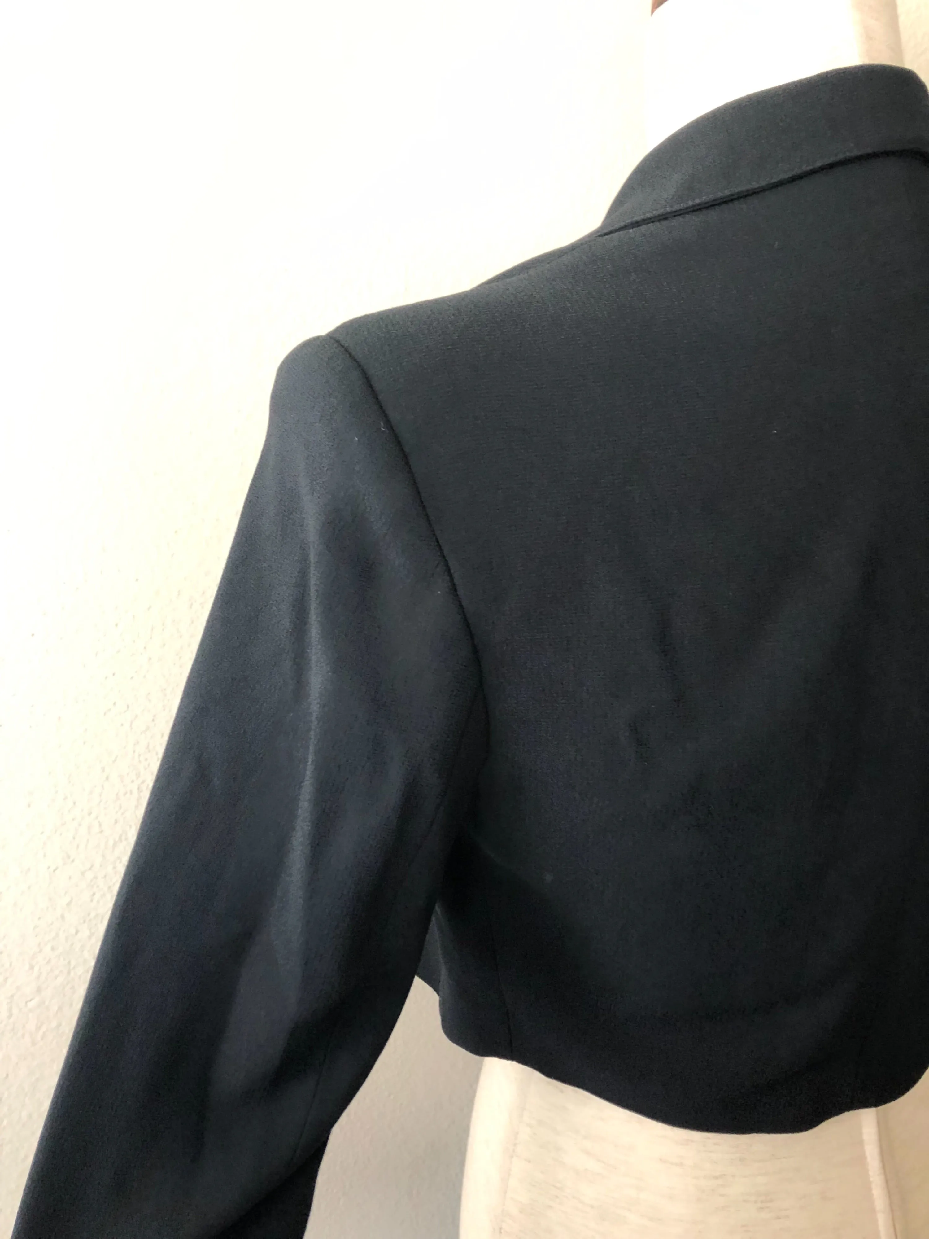 '90s Black Cropped Tie Front Jacket by Kenar