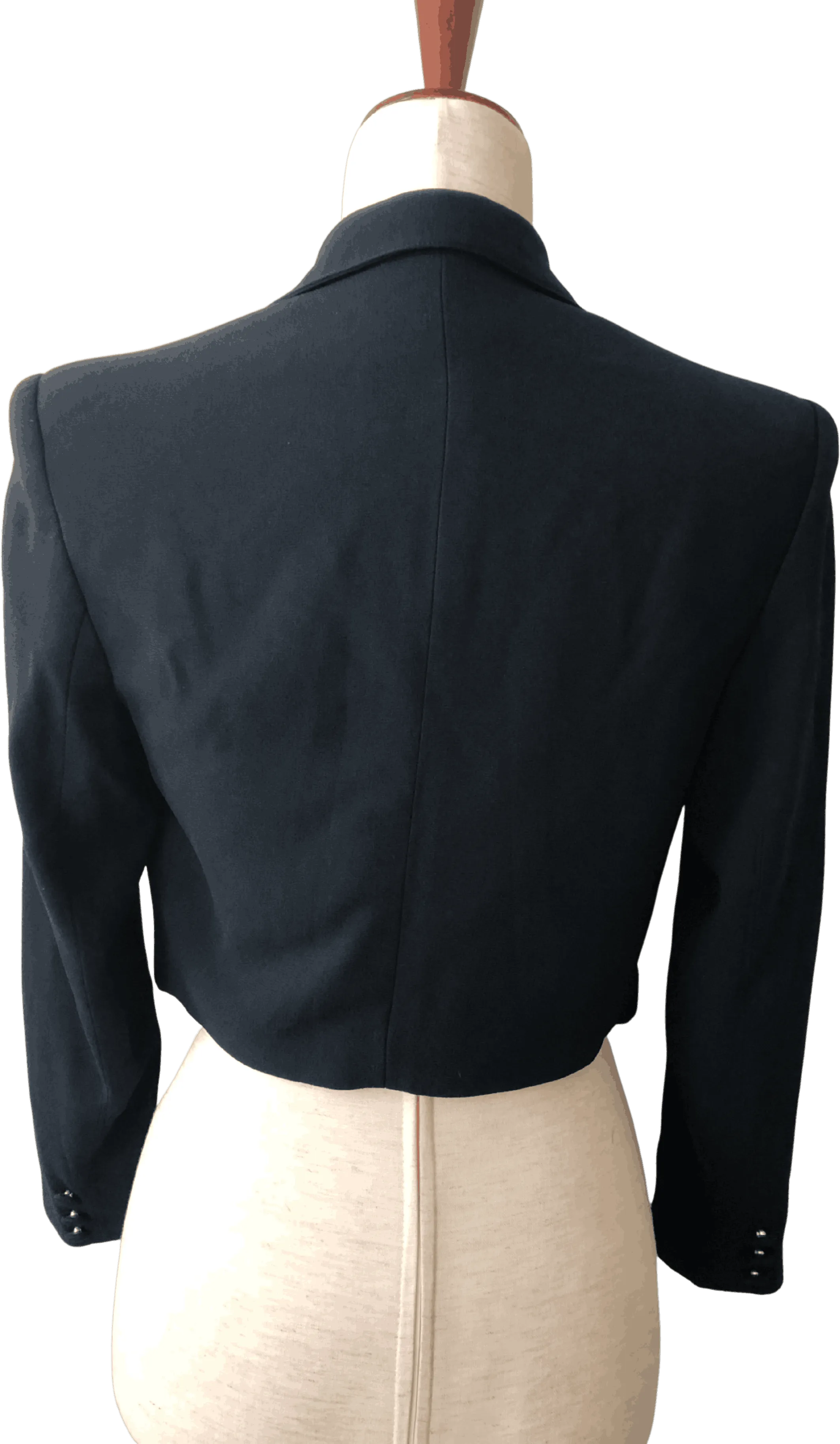 '90s Black Cropped Tie Front Jacket by Kenar