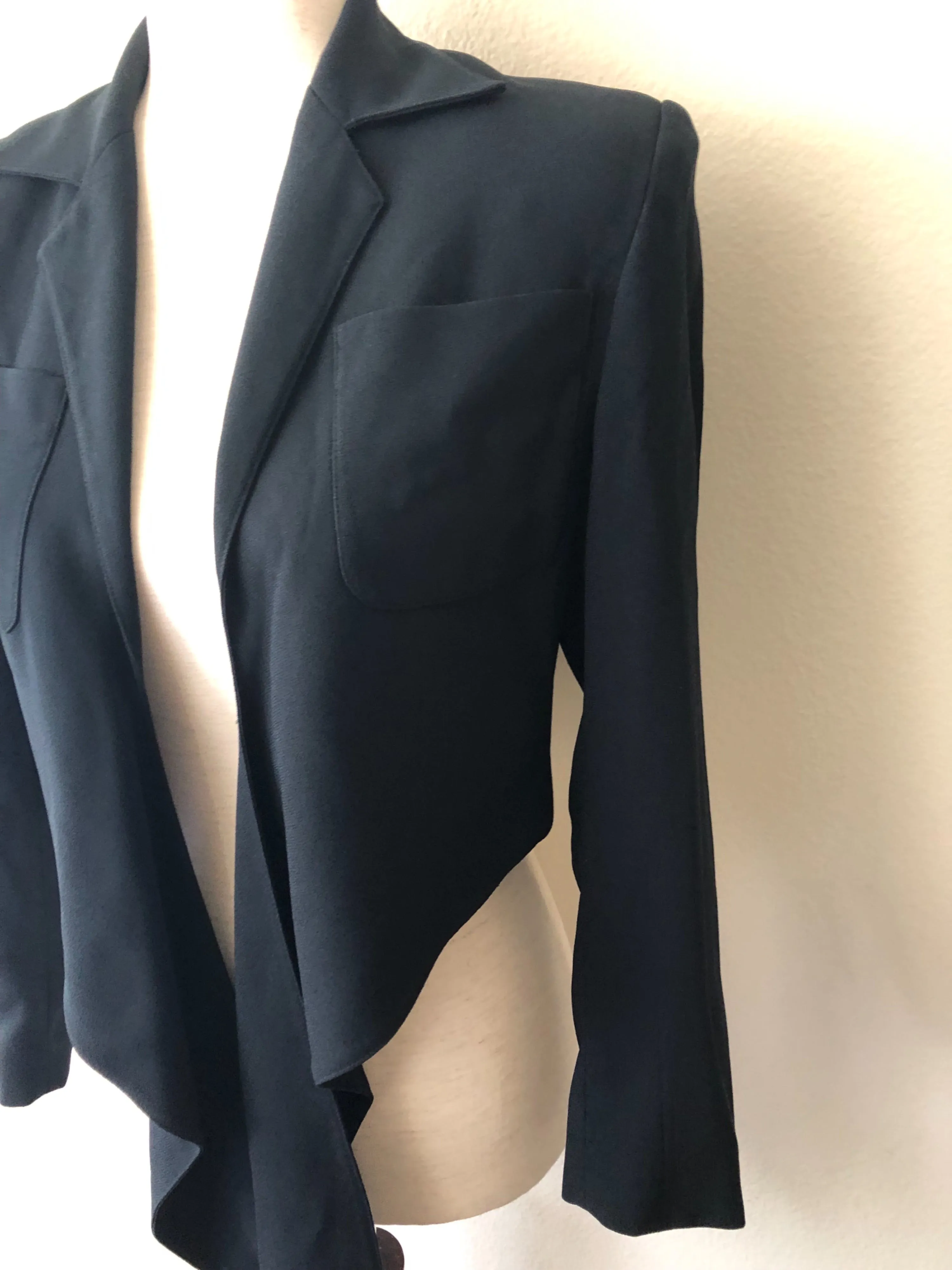 '90s Black Cropped Tie Front Jacket by Kenar