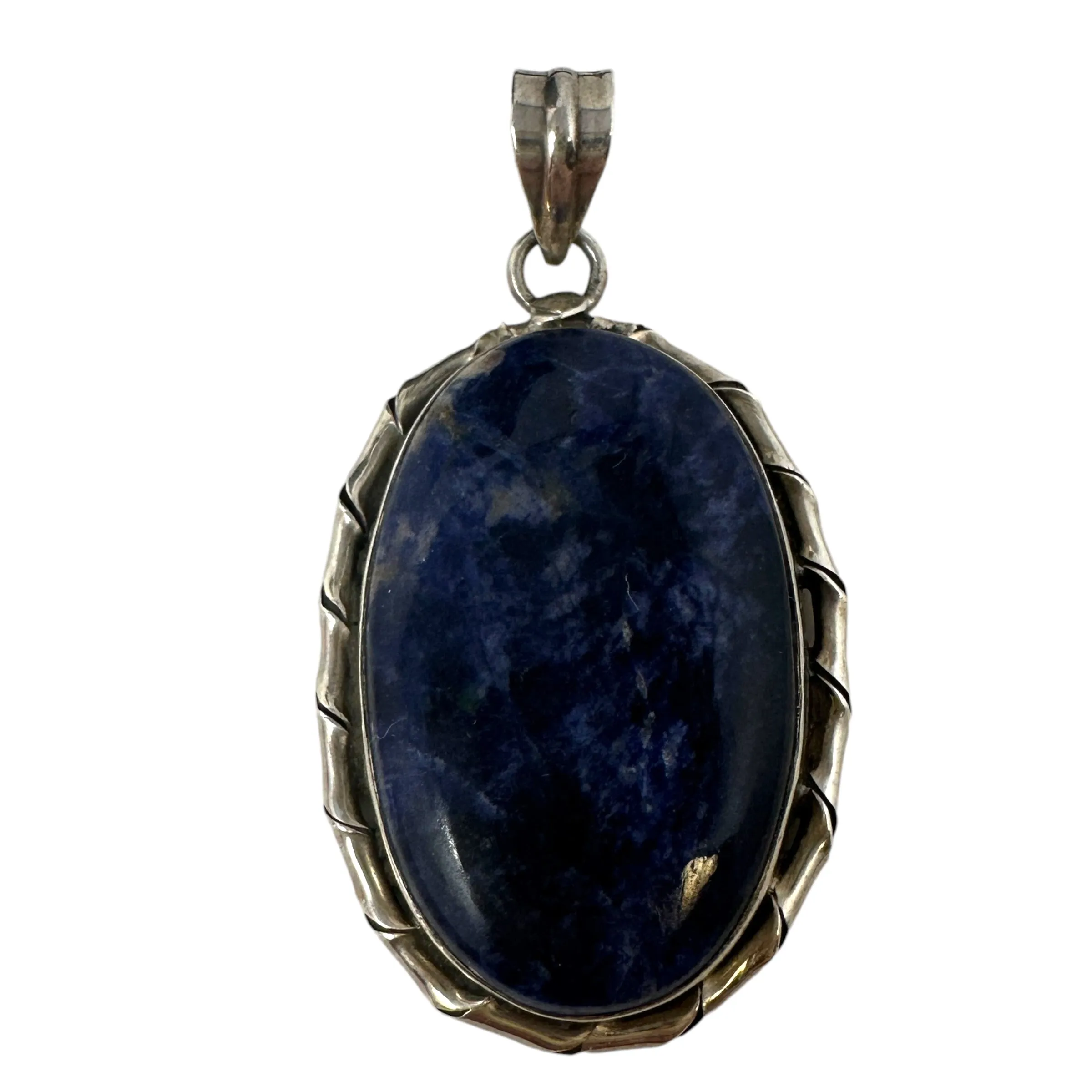 925 Sterling Silver & Natural Sodalite Cabochon Pendant