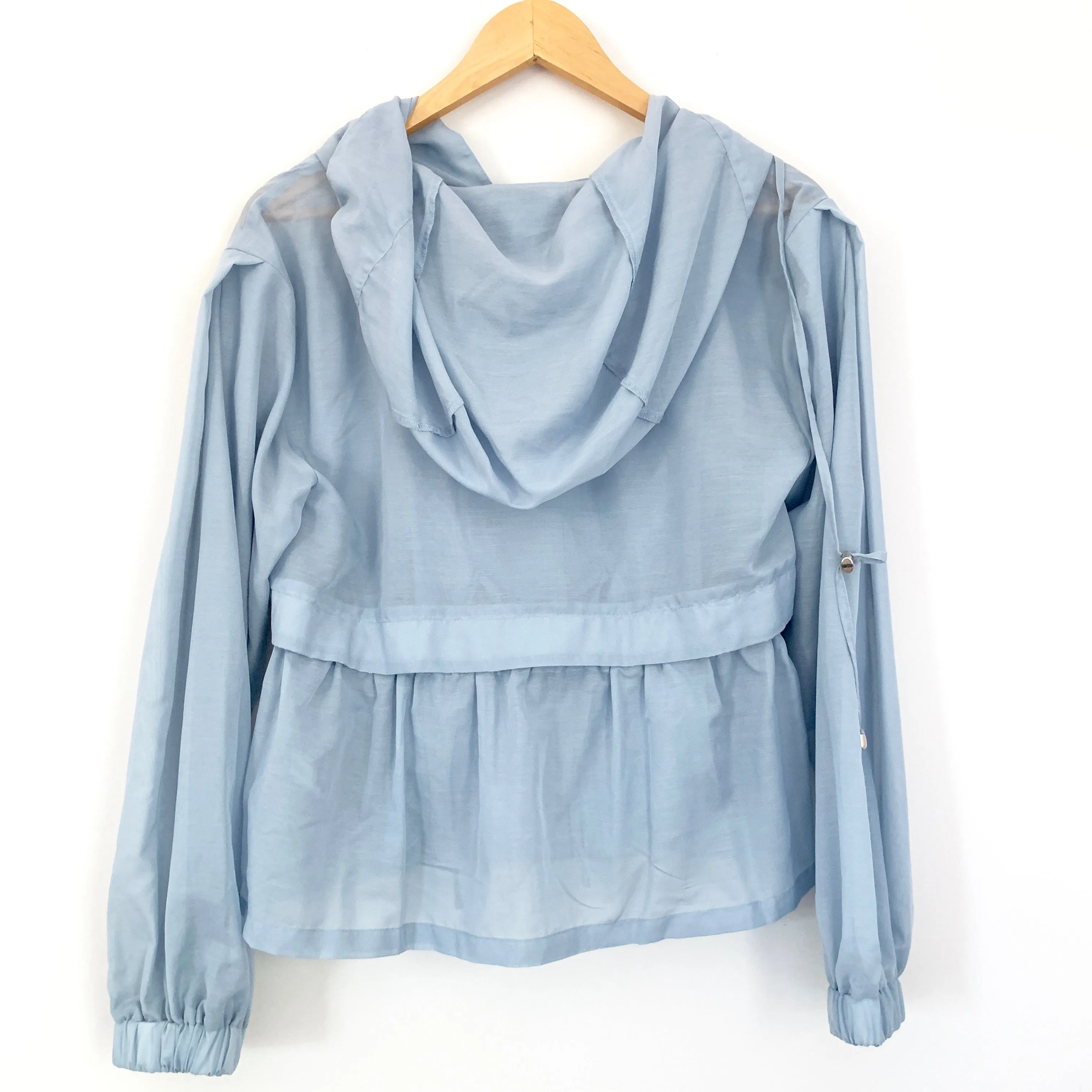 A New Day Light Blue Hooded Cinched Waist Jacket- Size S