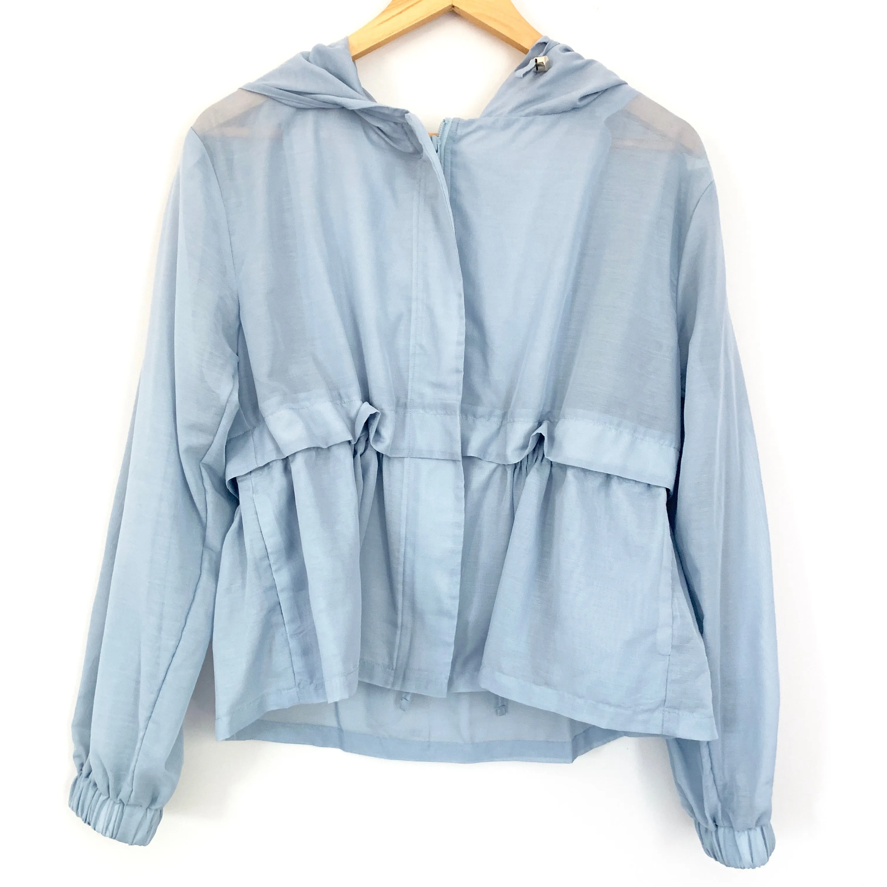 A New Day Light Blue Hooded Cinched Waist Jacket- Size S