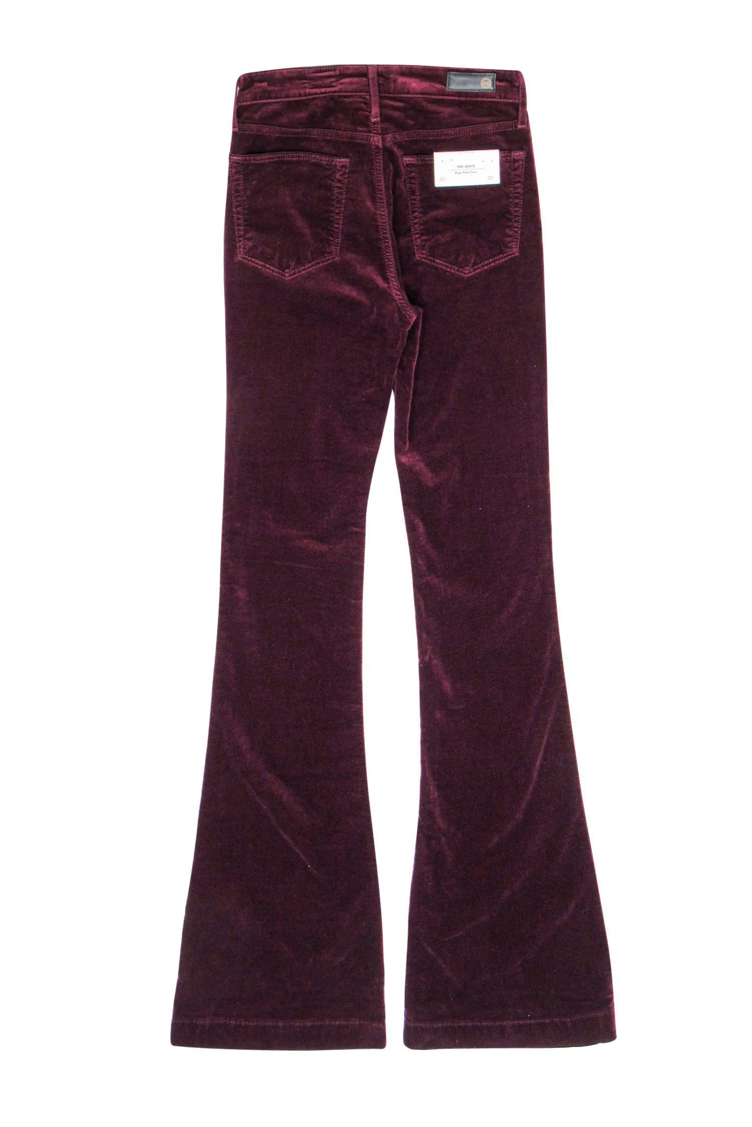 AG Adriano Goldschmied - Wine Velvet ‘The Janis’ High-Rise Flared Pants Sz 26