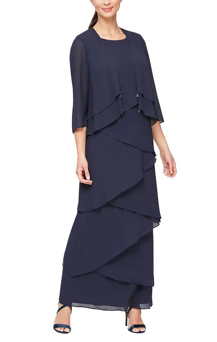 Alex Evenings Chiffon Tiered Tank Jacket Dress 8492001