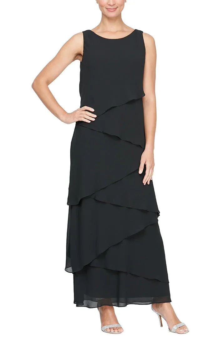 Alex Evenings Chiffon Tiered Tank Jacket Dress 8492001