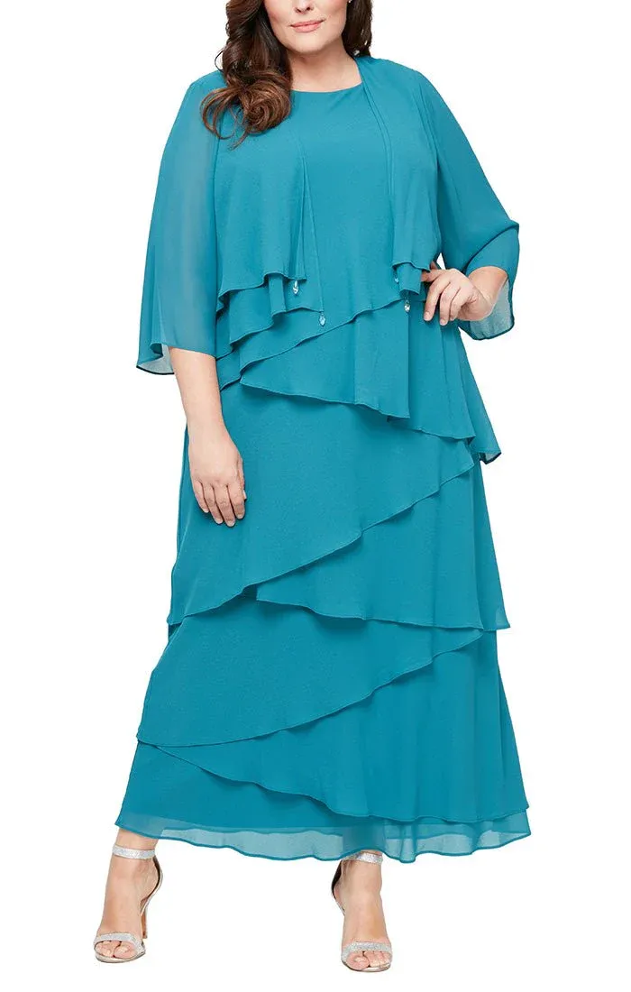 Alex Evenings Chiffon Tiered Tank Jacket Dress 8492001