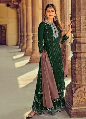 Appealing Dark Green color Georgette Base Salwar Kameez