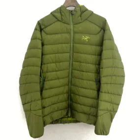 Arcteryx Logo Vintage Green Puffer Full Zip Down Jacket Size M Women's Hooded