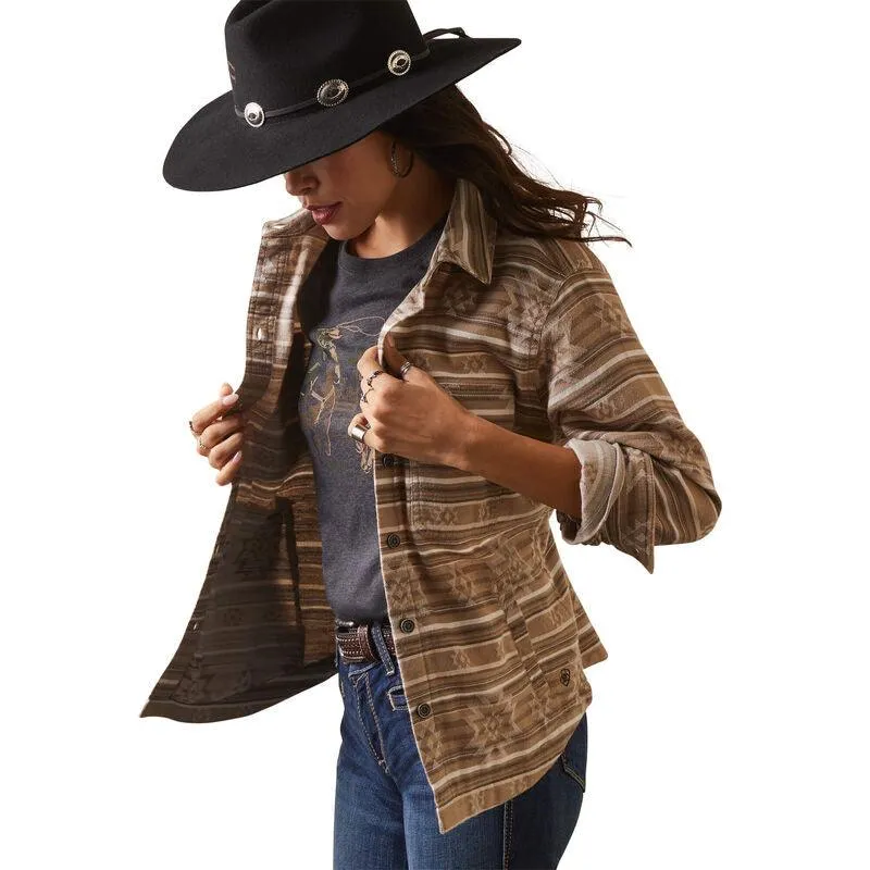 Ariat Women's REAL Chore Shirt Jacket Brown Aztec Print Western Shirt 10043330