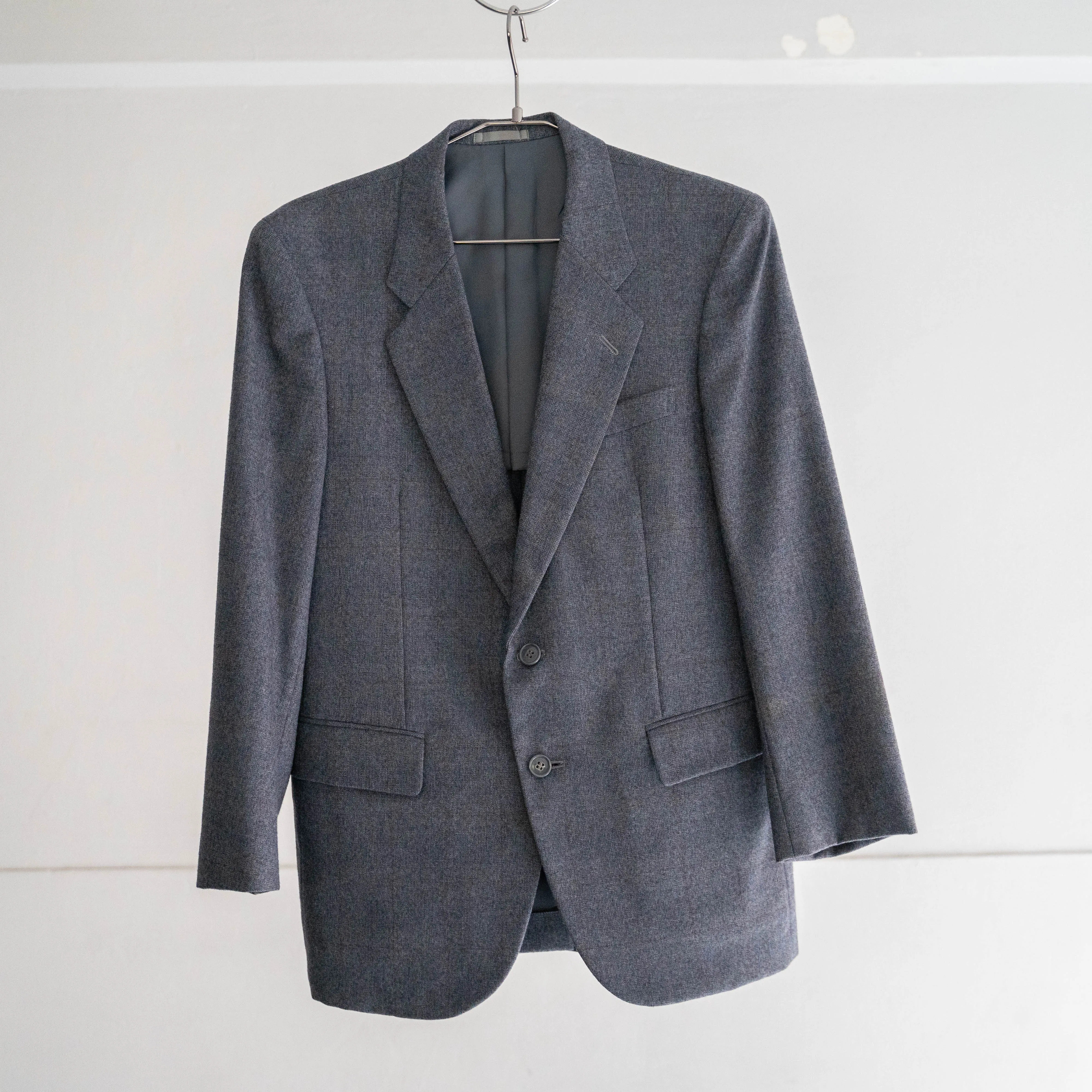 around 1980s Japan vintage gray base checked wool set up