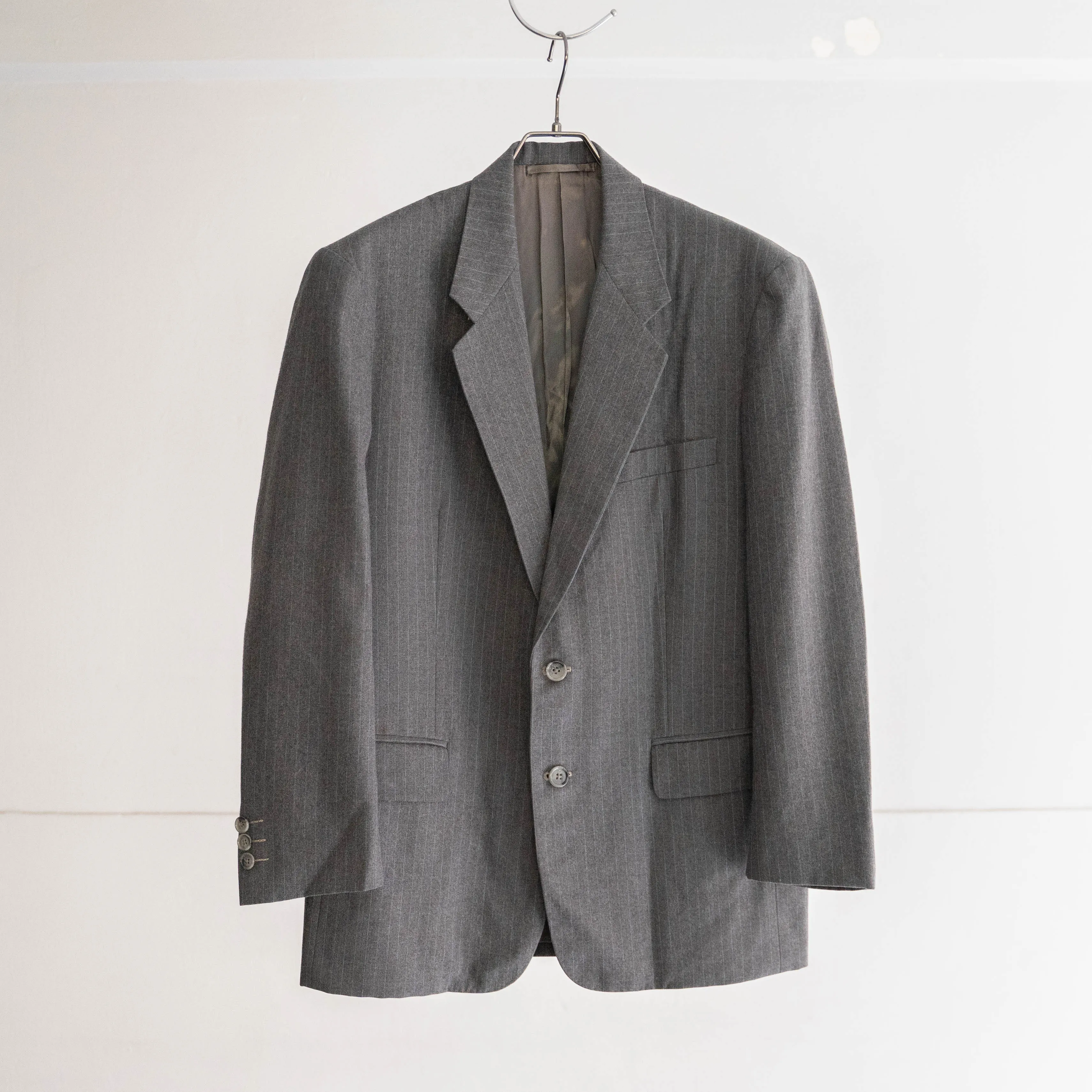 around 1980s japan vintage gray striped tailored jacket