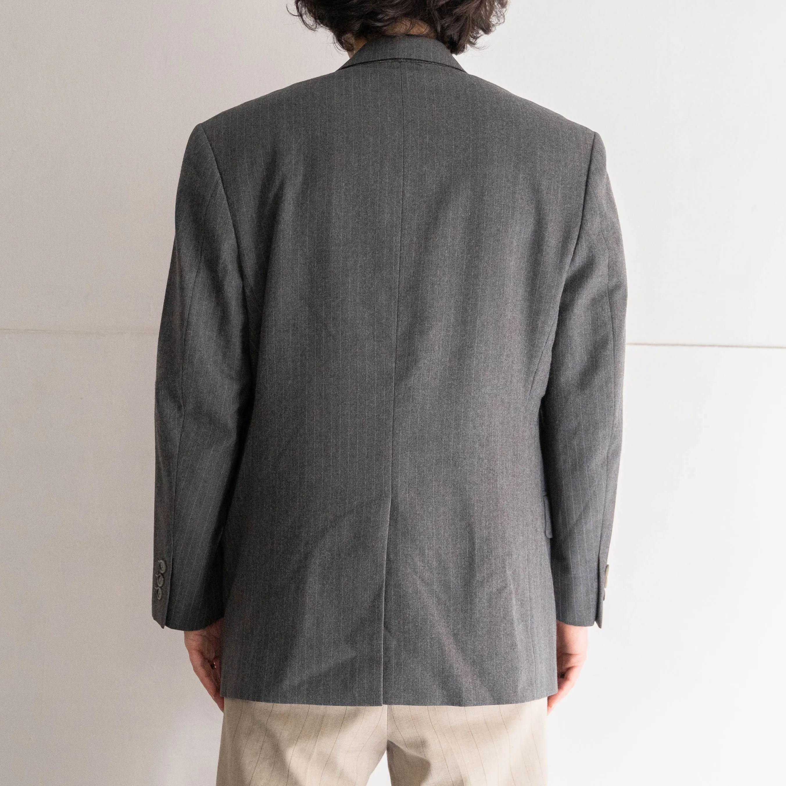 around 1980s japan vintage gray striped tailored jacket