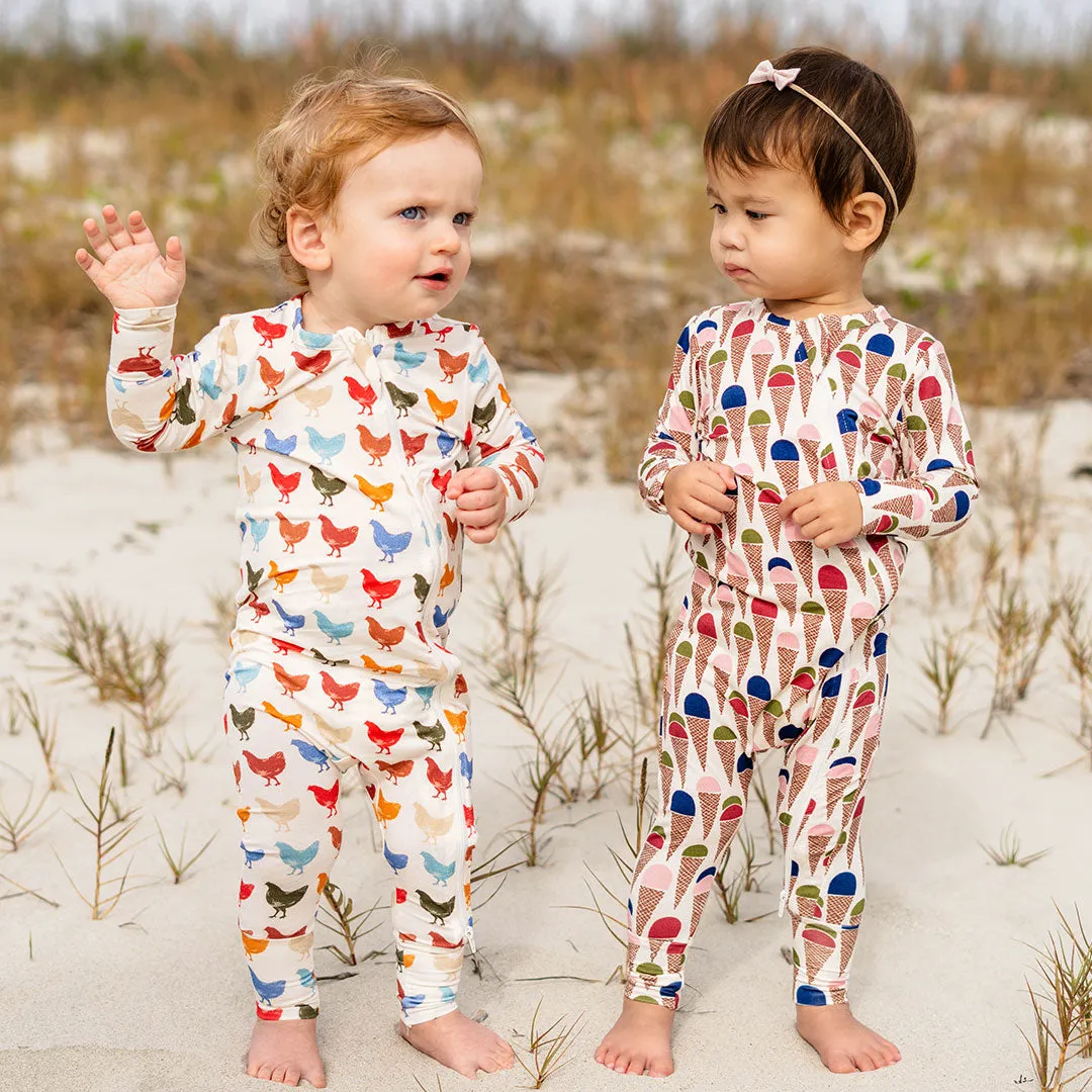 Baby Bamboo Romper - Rainbow Chickens