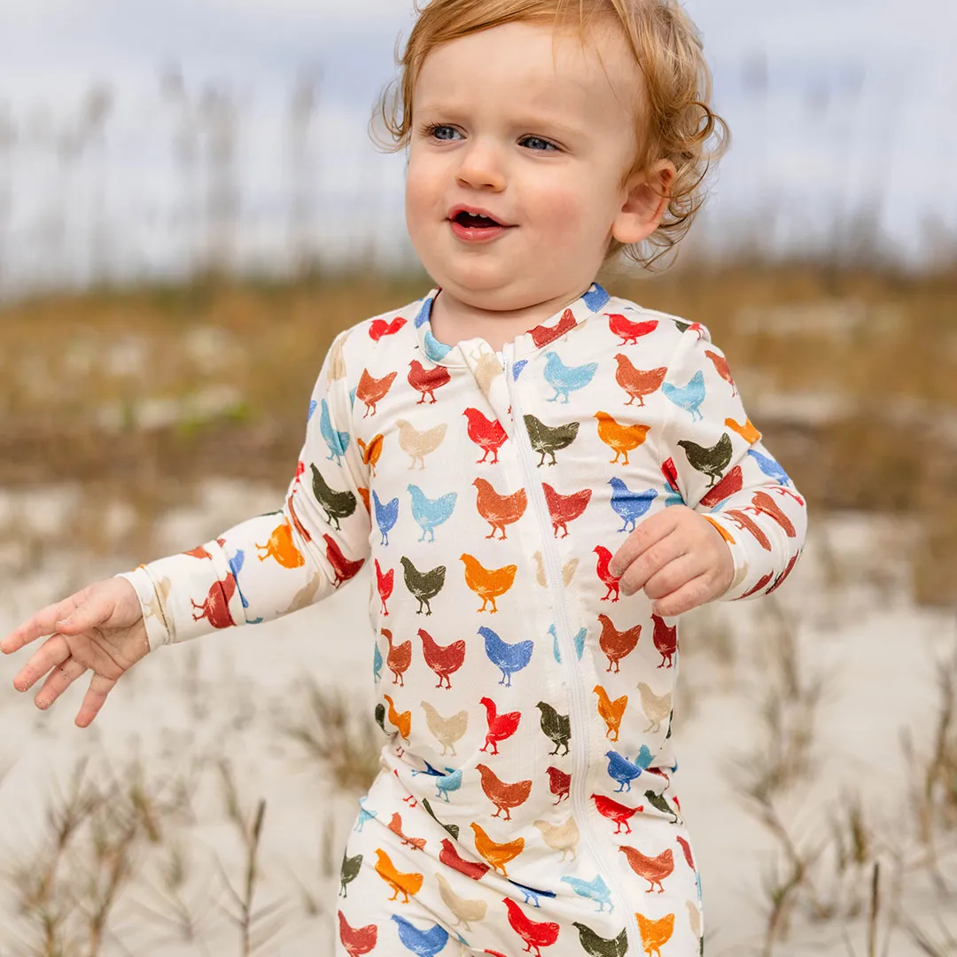 Baby Bamboo Romper - Rainbow Chickens