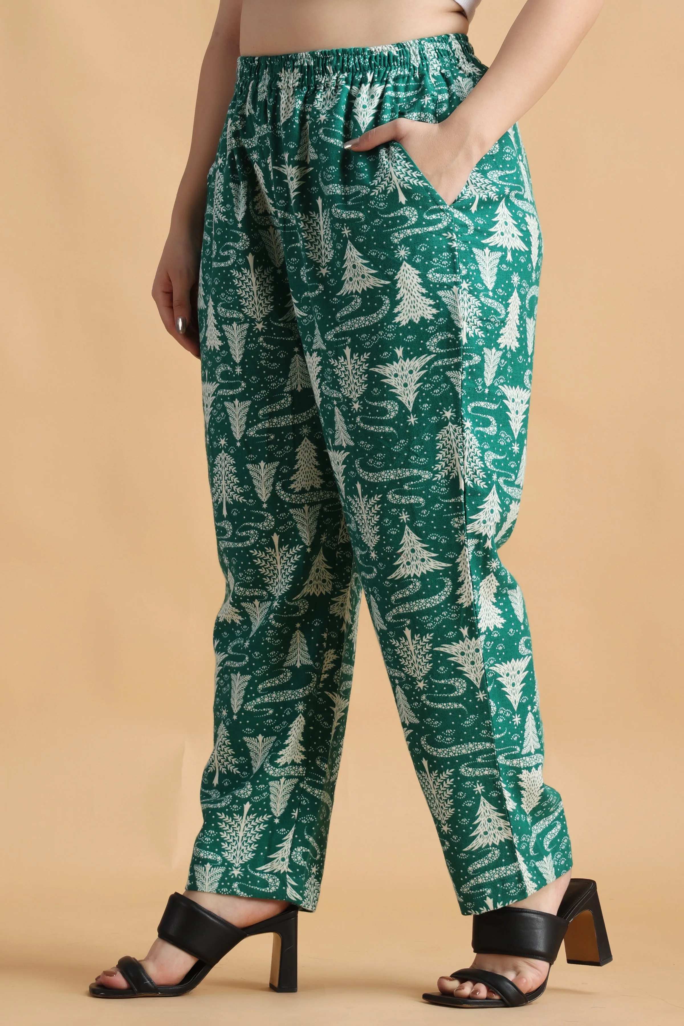 Bamboo Green Printed Woollen Pajama