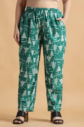 Bamboo Green Printed Woollen Pajama