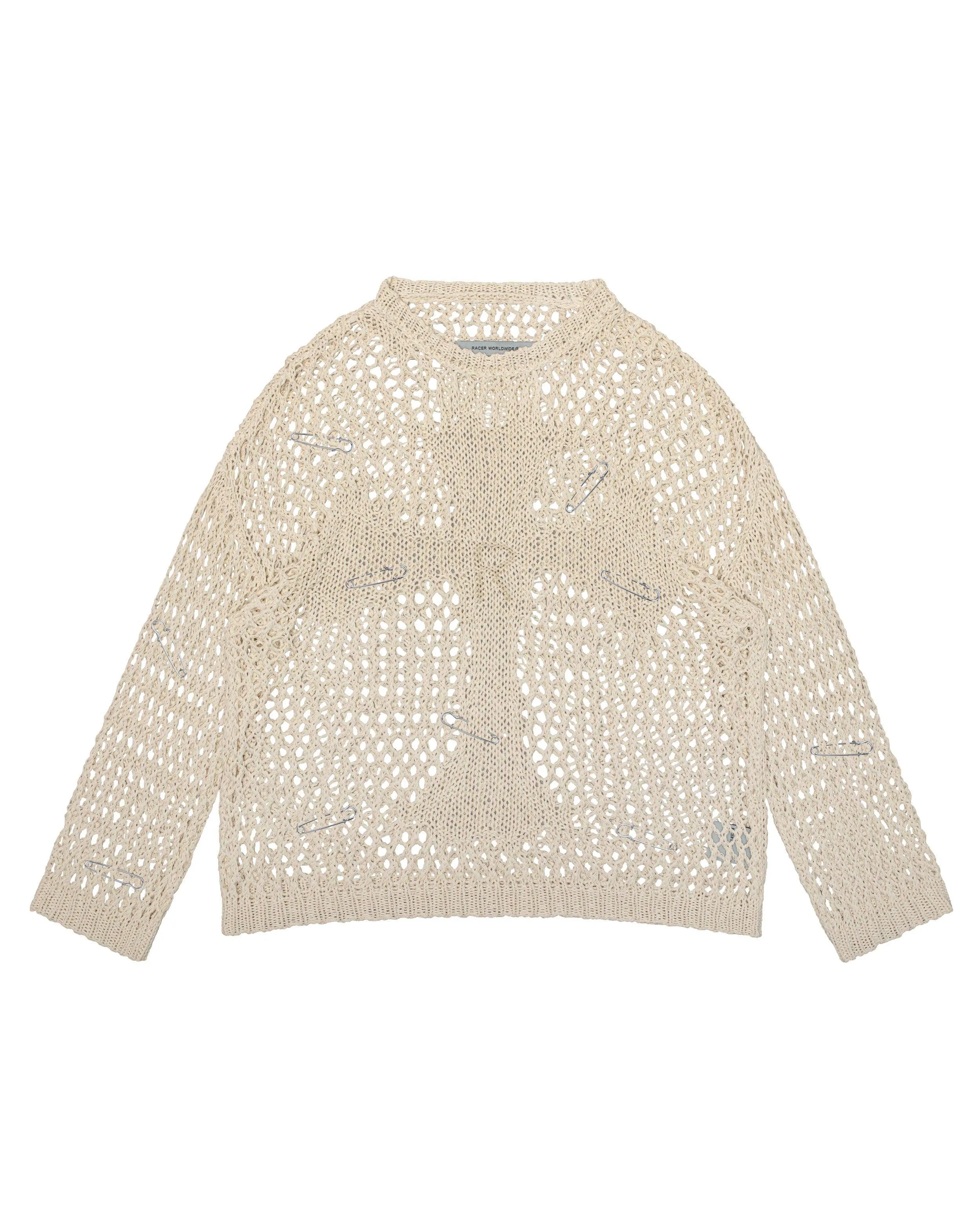 Beige Cross Net Sweater