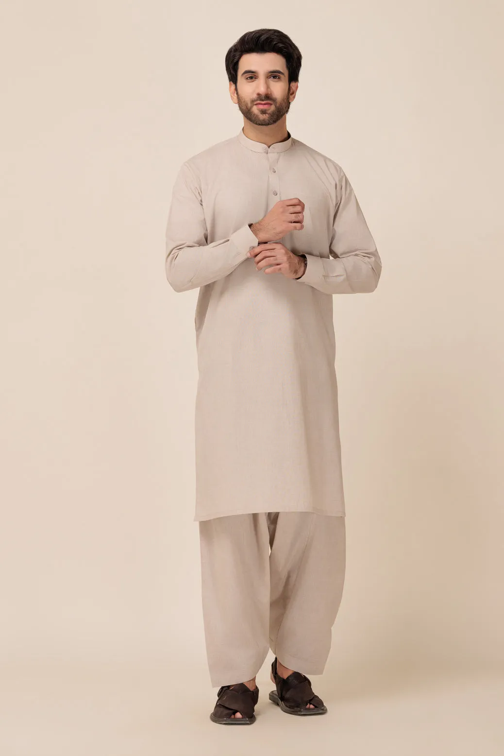 BEIGE-YARN DYED-SHALWAR SUIT - (GSBB23-004)