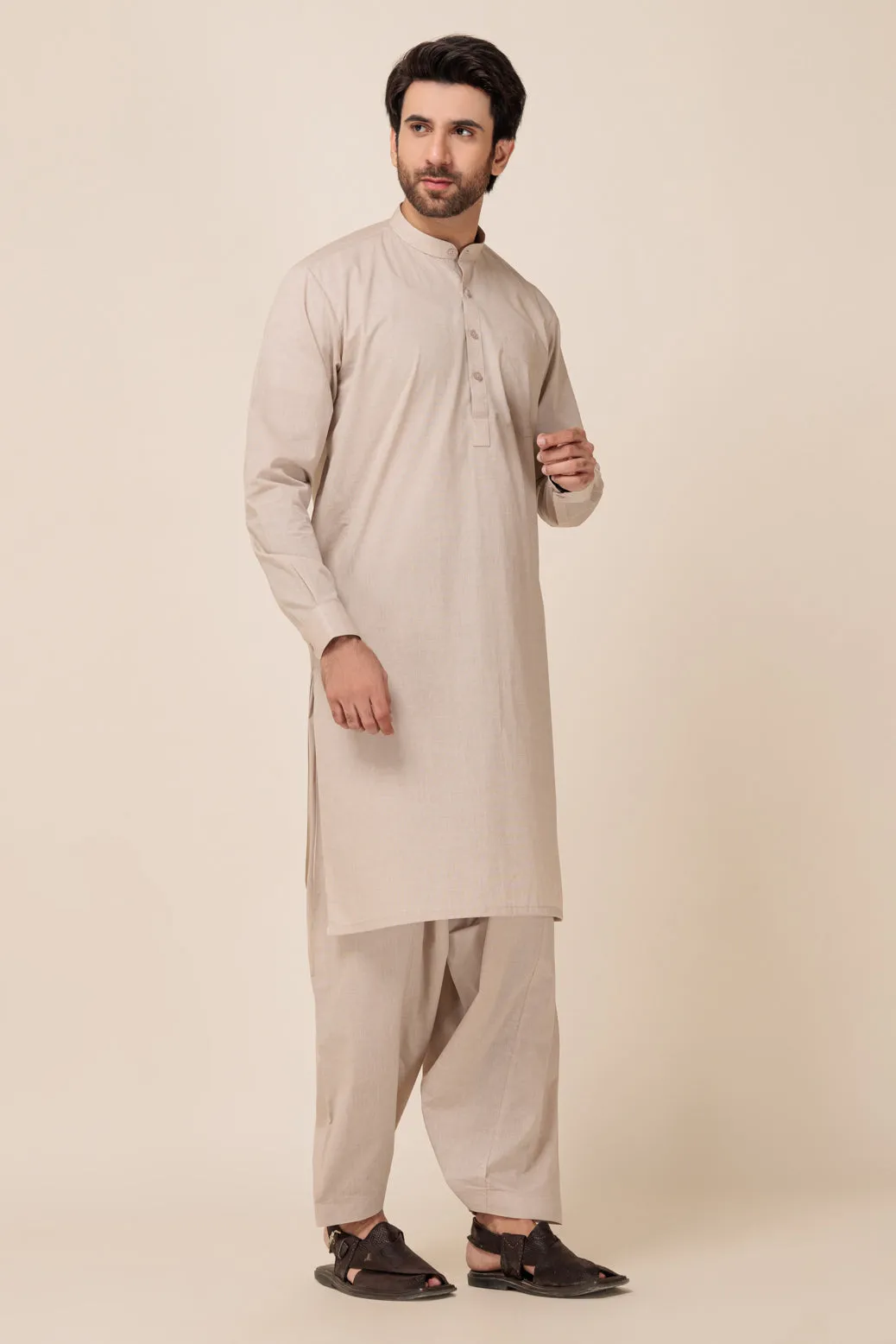 BEIGE-YARN DYED-SHALWAR SUIT - (GSBB23-004)