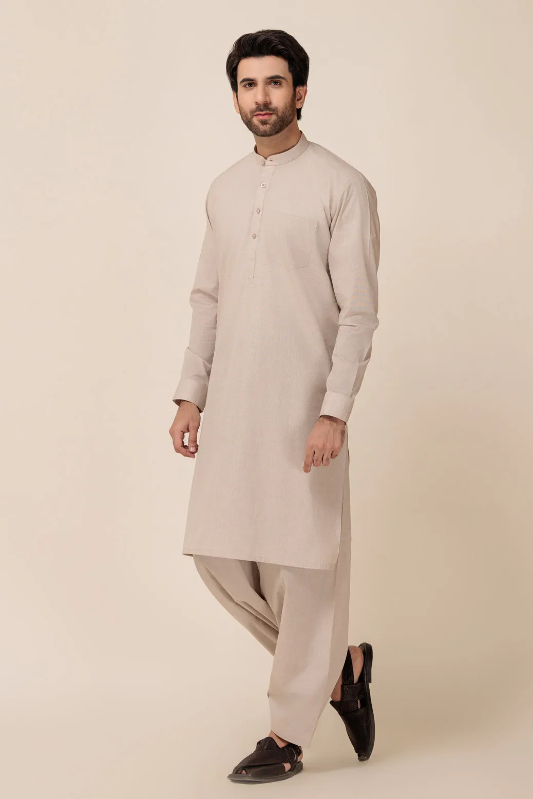 BEIGE-YARN DYED-SHALWAR SUIT - (GSBB23-004)