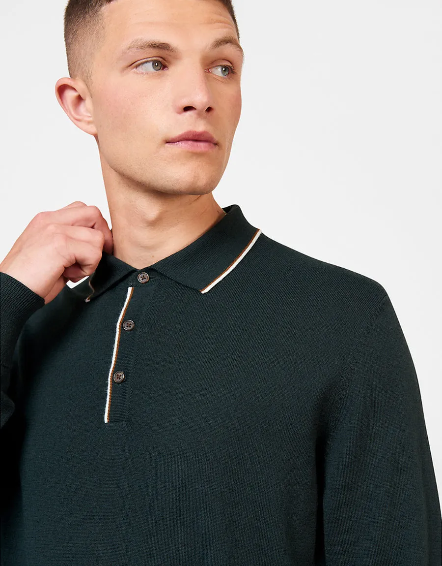 Ben Sherman Dark Green Tipped Merino Polo