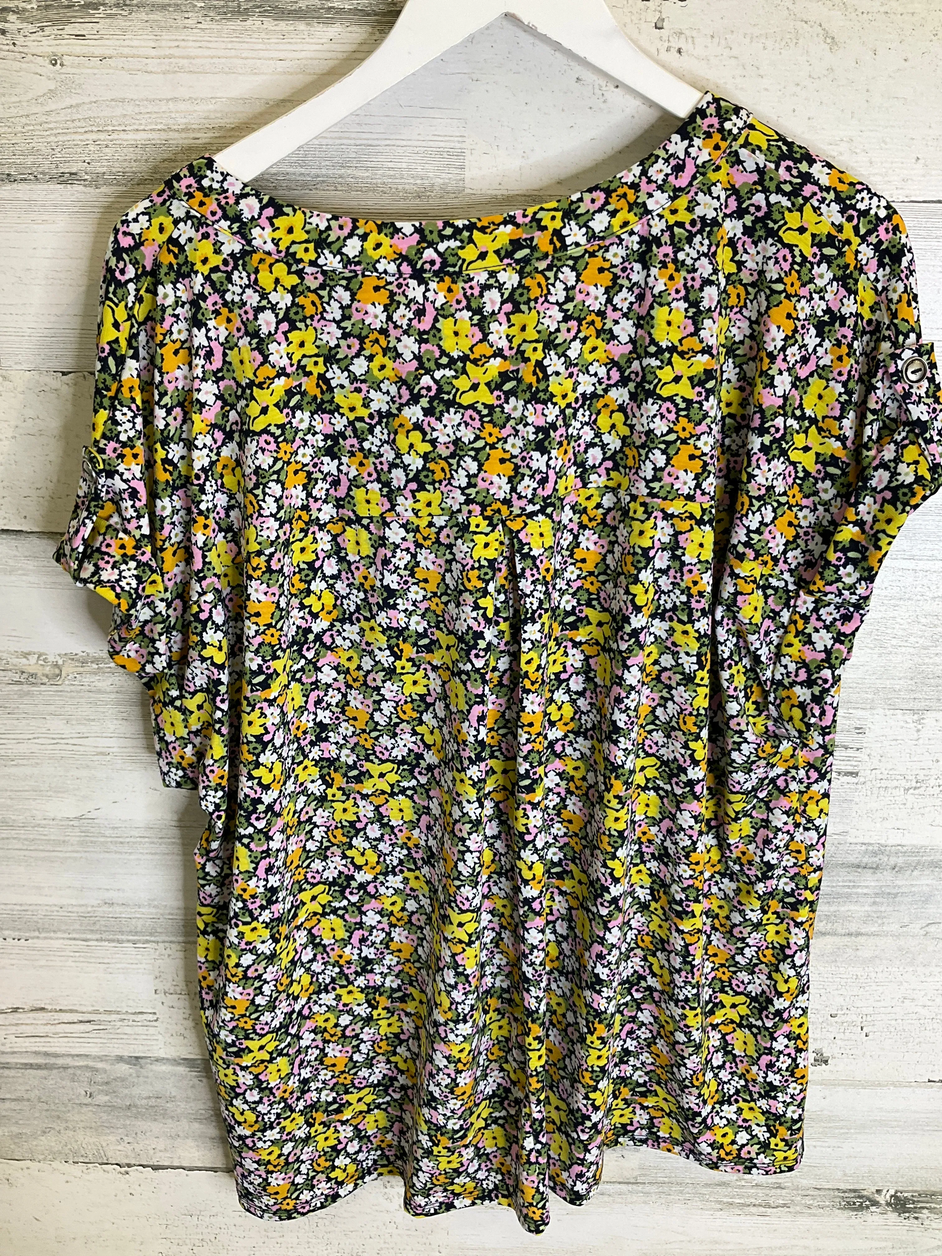 Black & Yellow Top Short Sleeve Clothes Mentor, Size 2x