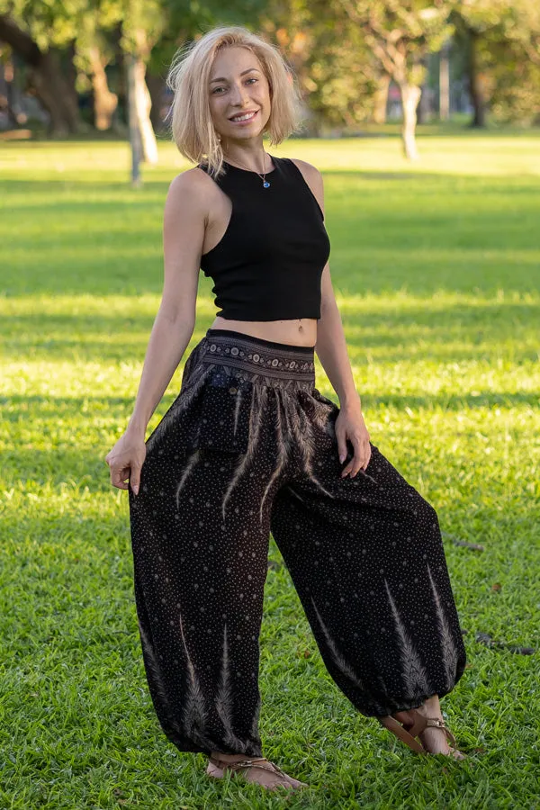 Black Feather Pants