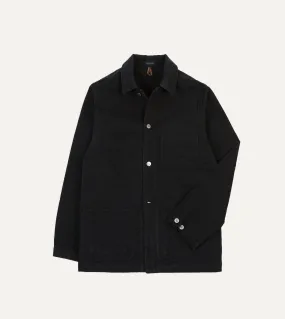 Stylish Black Heavy Twill Cotton Five-Pocket Chore Jacket