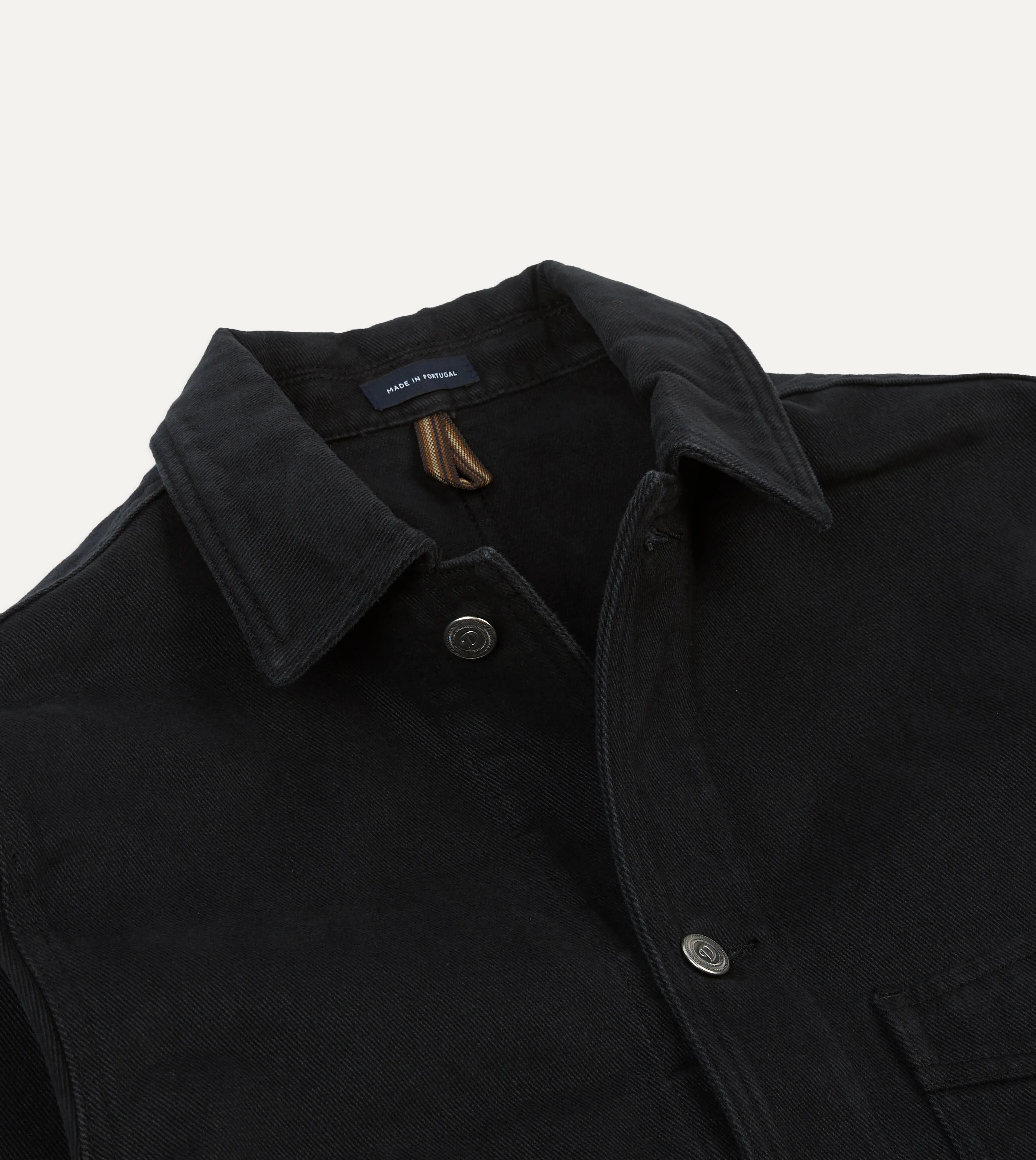 Stylish Black Heavy Twill Cotton Five-Pocket Chore Jacket