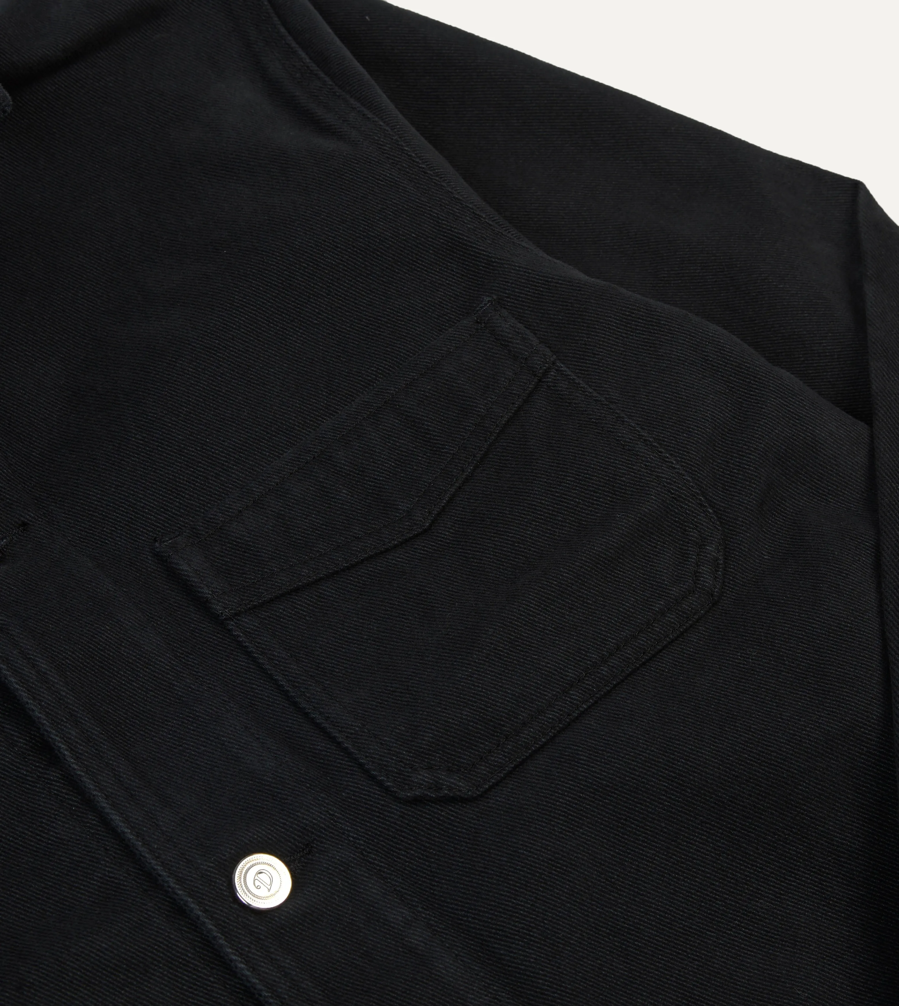 Stylish Black Heavy Twill Cotton Five-Pocket Chore Jacket