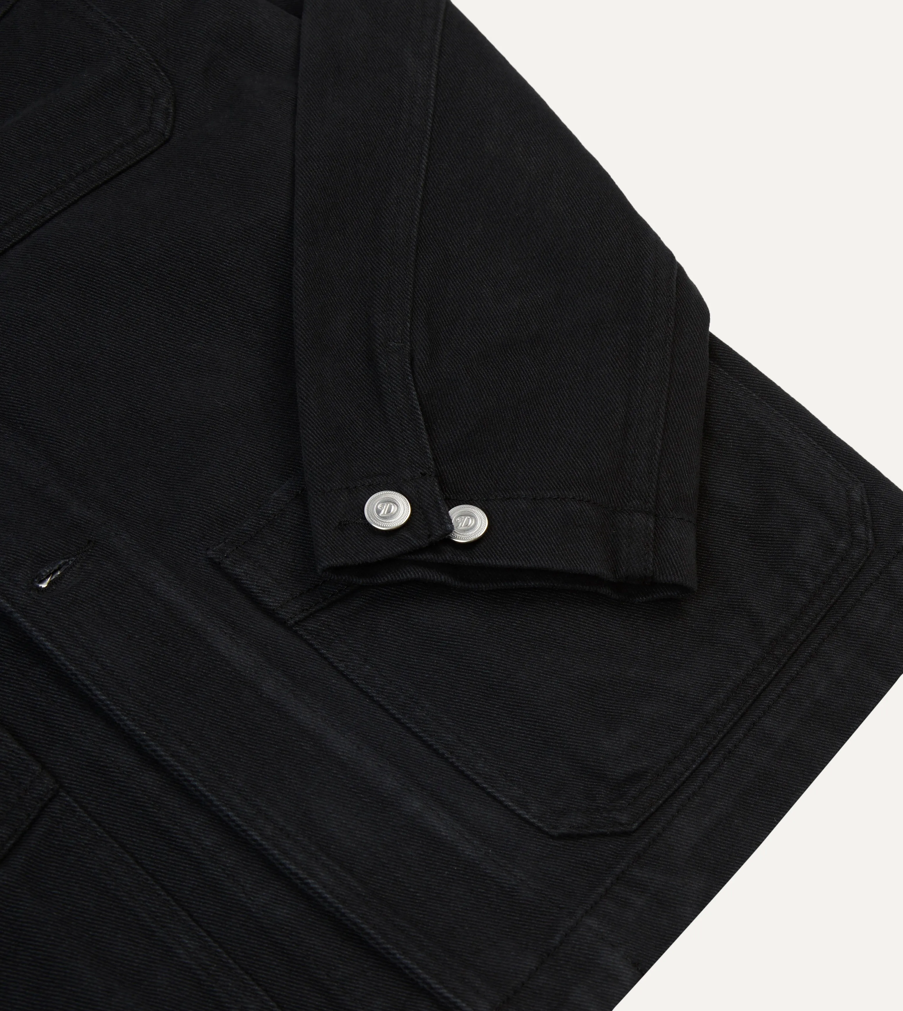 Stylish Black Heavy Twill Cotton Five-Pocket Chore Jacket