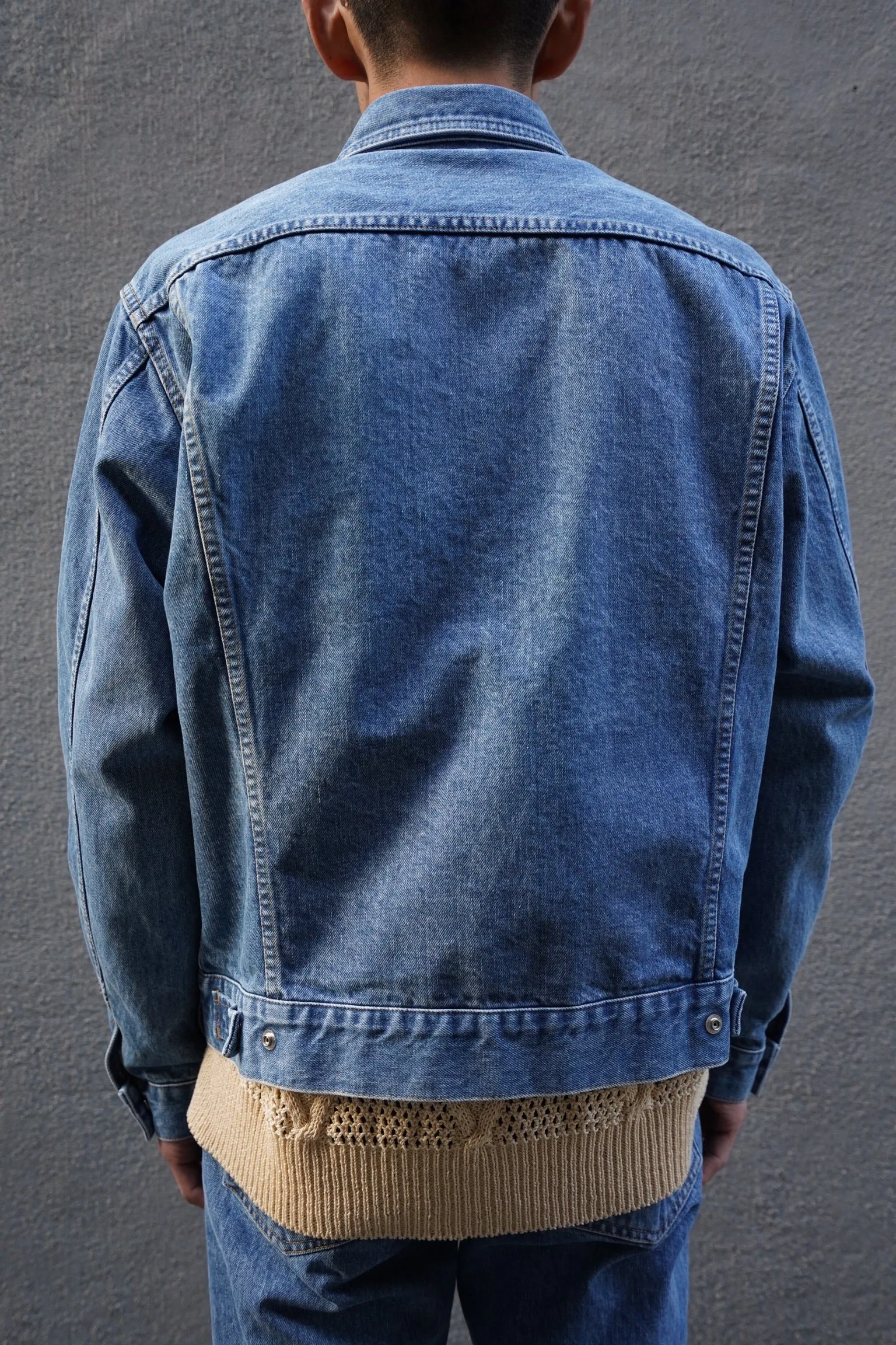 Bleaching Denim Blouson (L.BLUE)