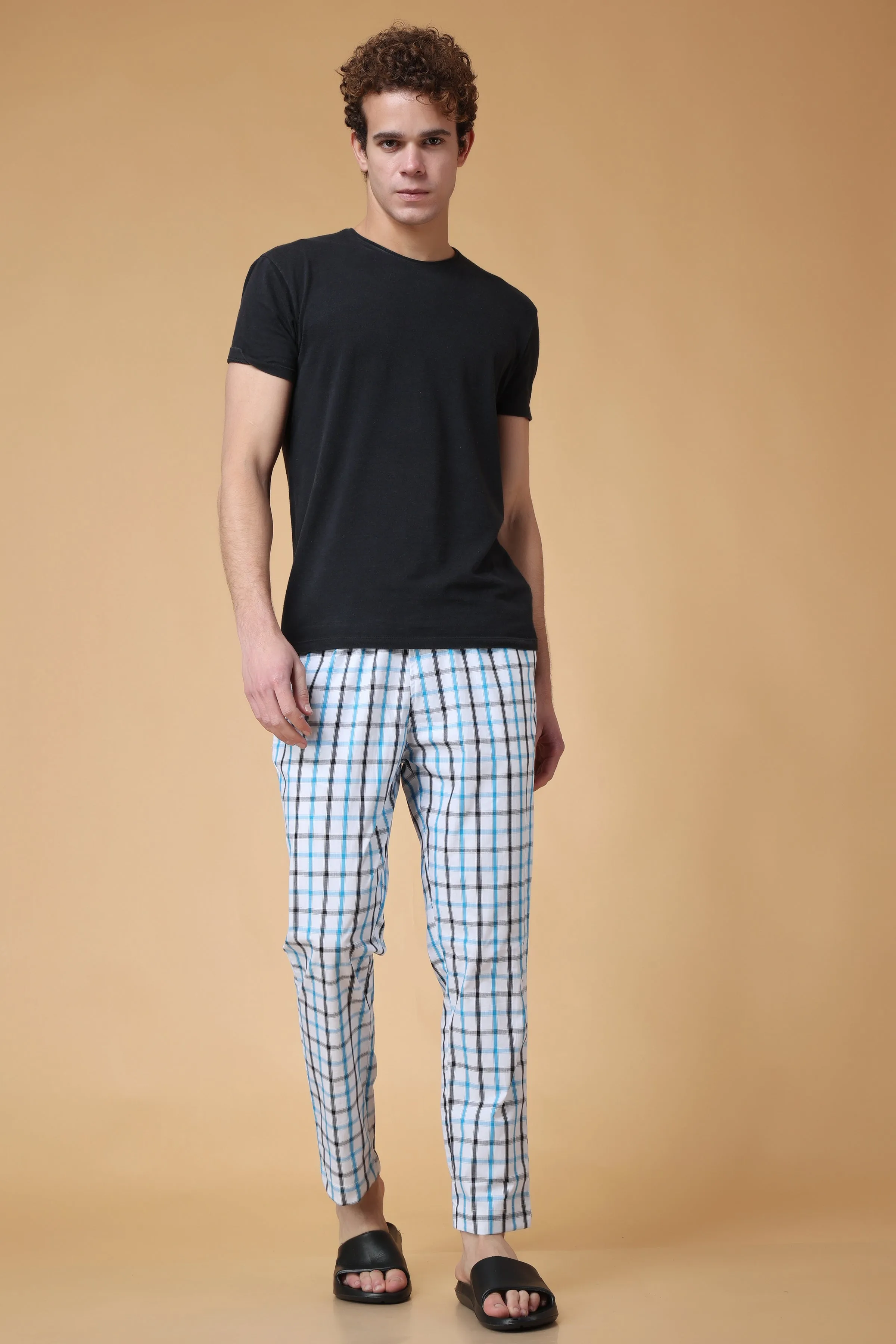 Blue Checked Cotton Pant Pajama