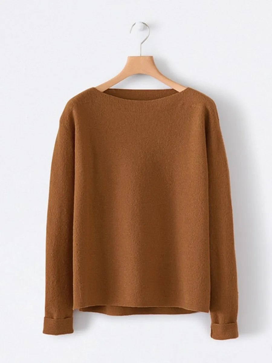 Boat Neck Casual Knit Pullover