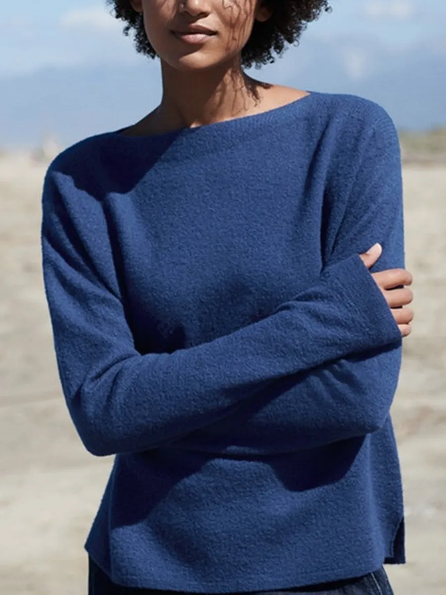 Boat Neck Casual Knit Pullover