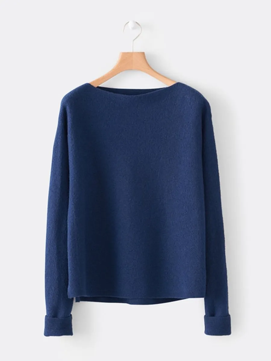 Boat Neck Casual Knit Pullover