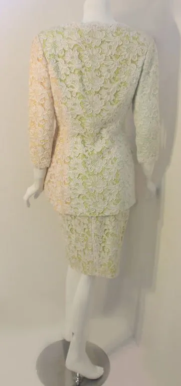 BOB MACKIE Circa 1980s Lace Embroidered Skirt Suit