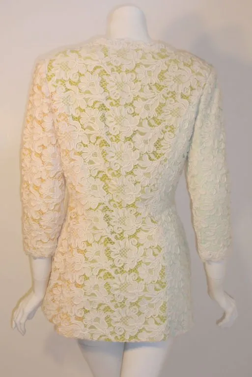 BOB MACKIE Circa 1980s Lace Embroidered Skirt Suit